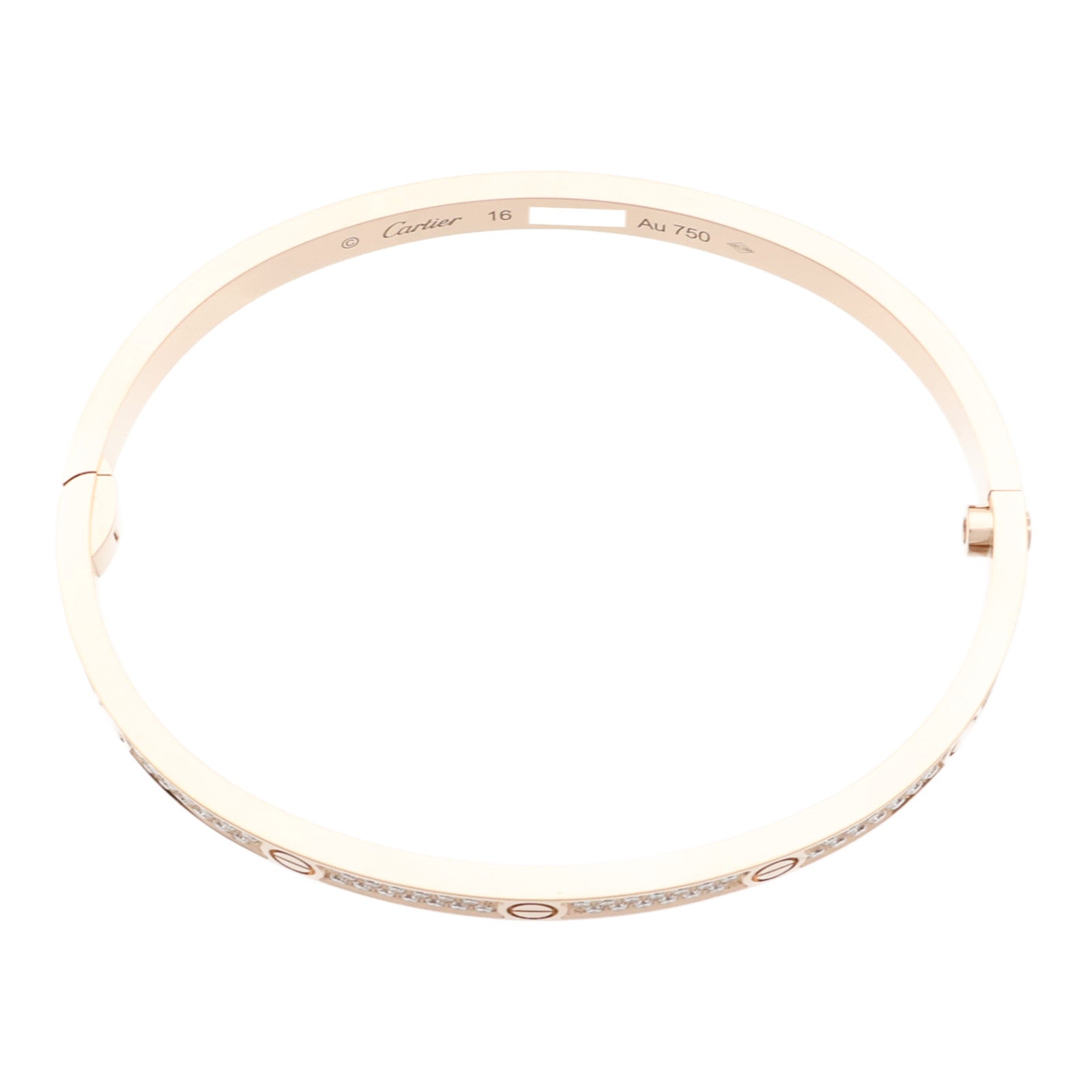 CARTIER 18K玫瑰金Love Bangle SM Paved鑽石手鐲Cartier#16