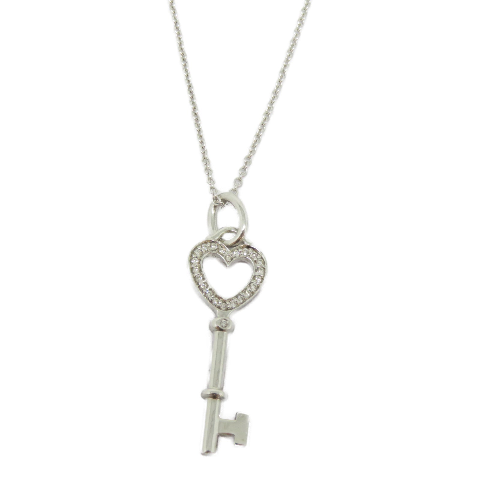 TIFFANY＆CO 18K白金Heart Key Necklace項鍊