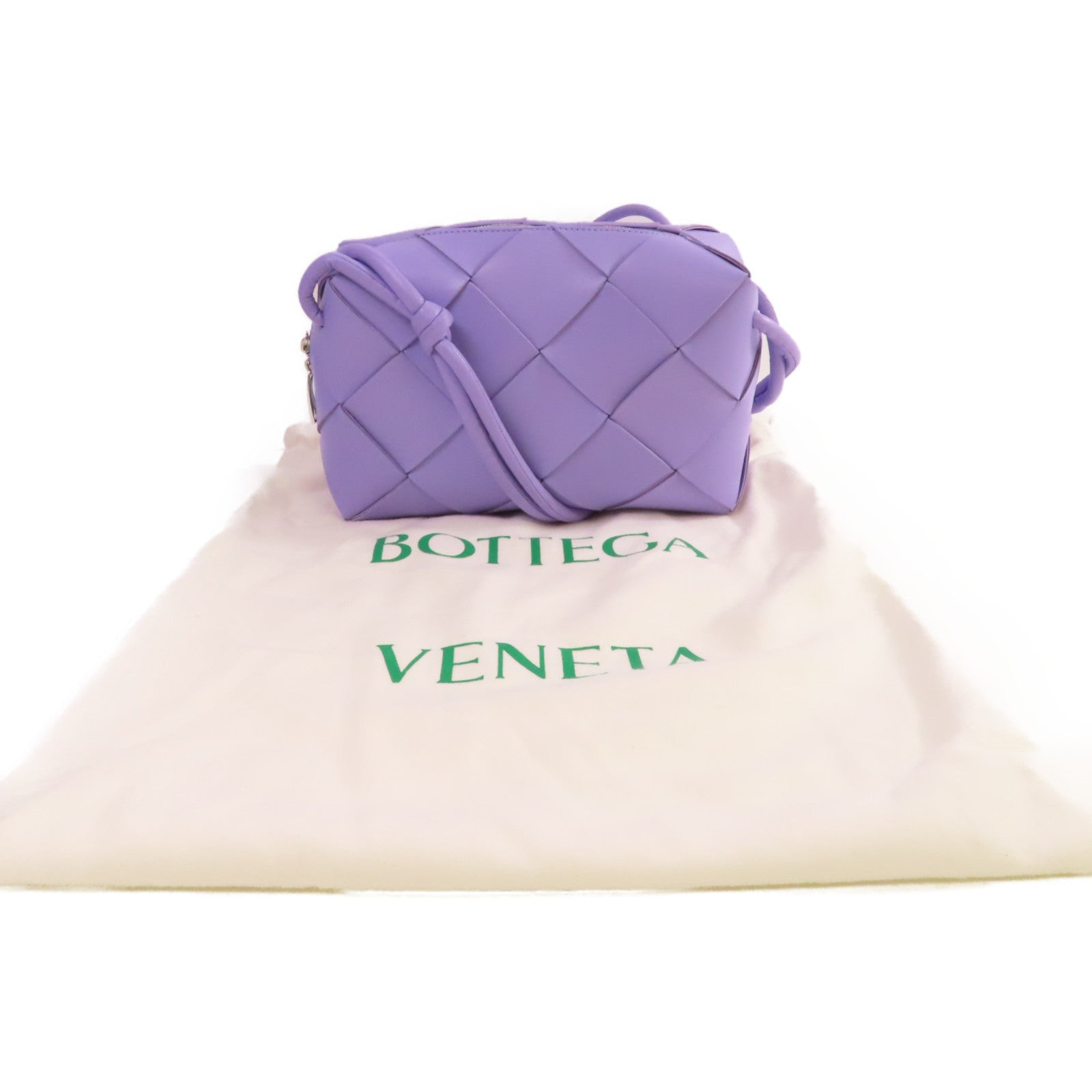BOTTEGA VENETA 織紋皮革Small Camera Bag銀扣肩背袋淺紫色