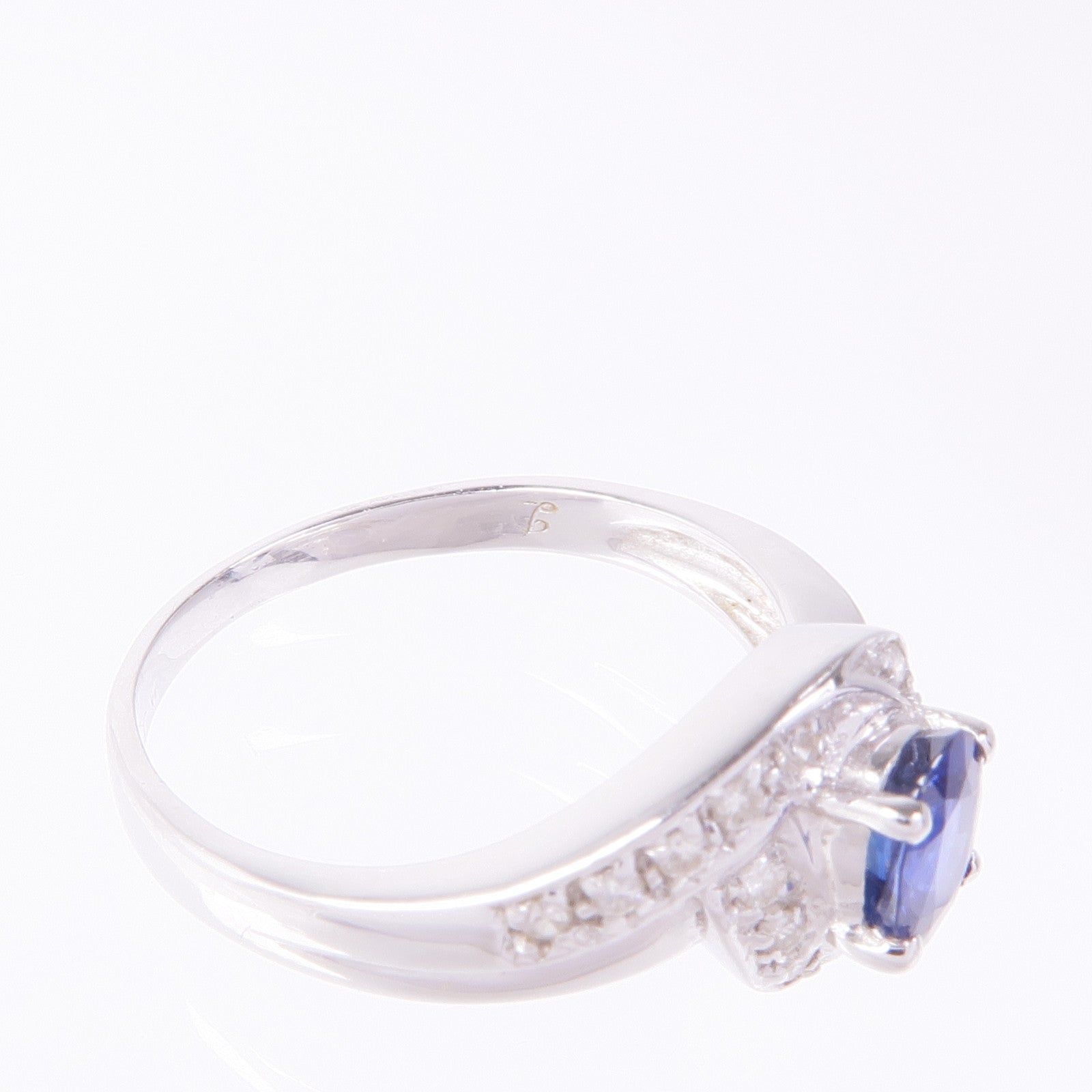 JEWELRY 18K白金Sapphire Diamond Ring藍寶石/鑽石戒指US#5.75