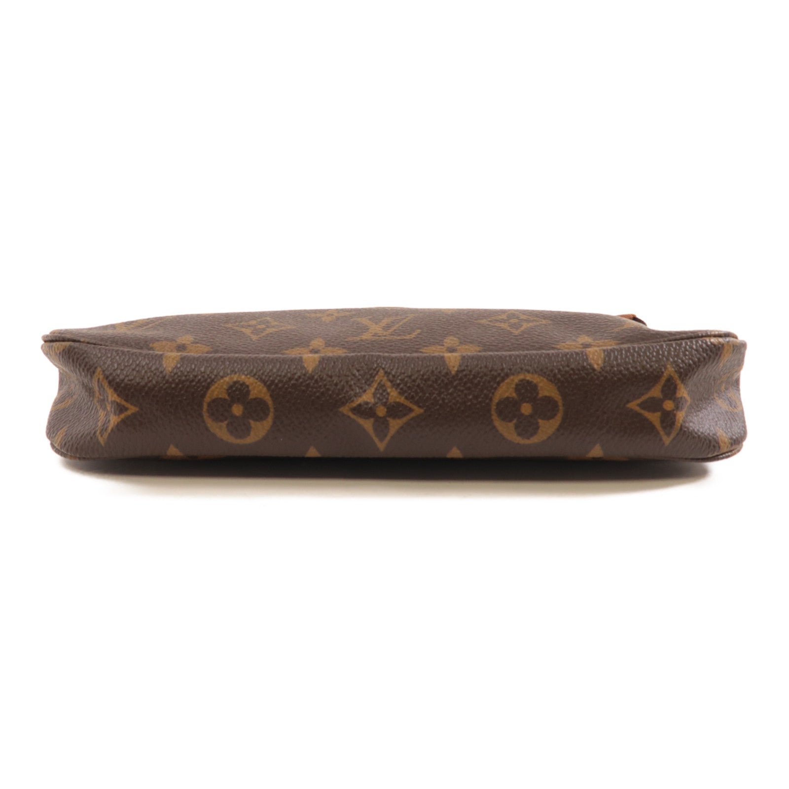 LOUIS VUITTON Monogram Pochette Accessoires金扣手挽袋棕色