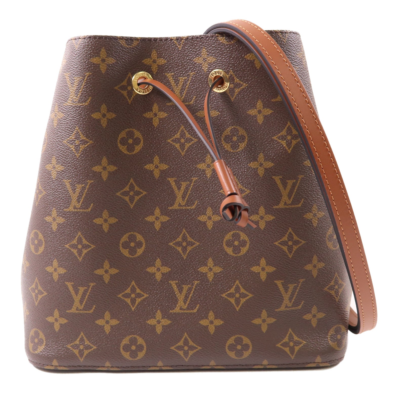 LOUIS VUITTON Monogram NeoNoe MM金扣肩背袋棕色