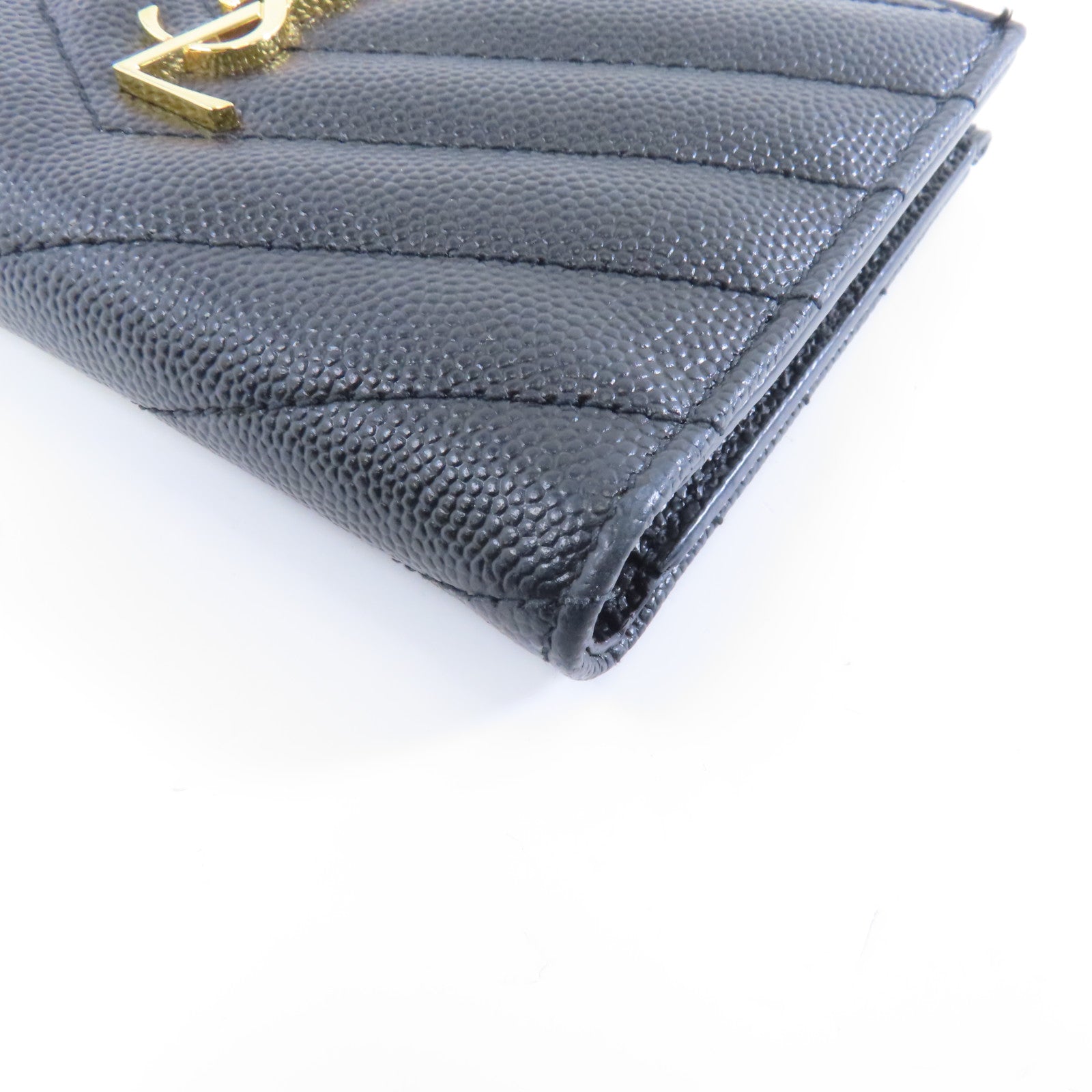 SAINT LAURENT 牛皮皮革Wallet金扣錢包黑色