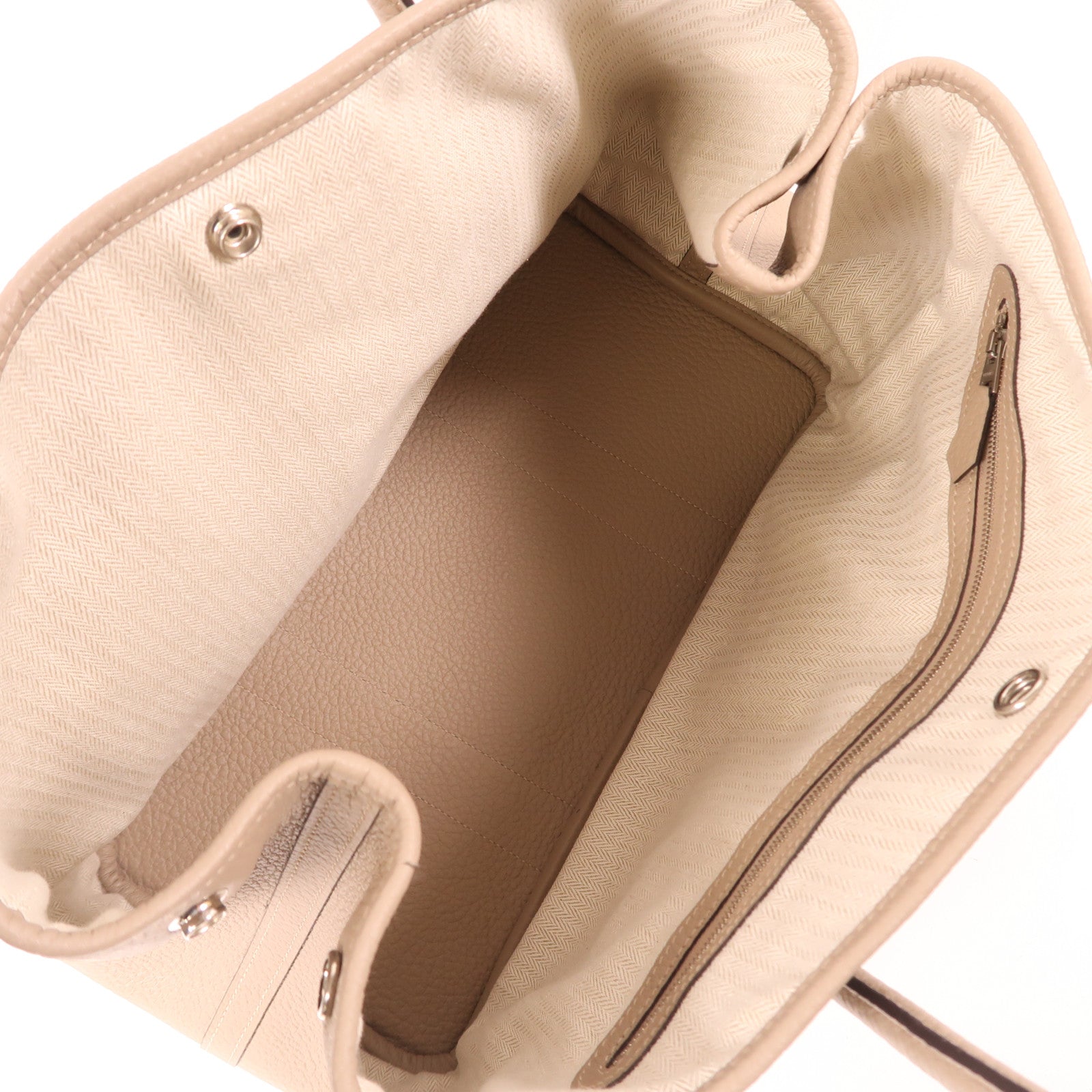 HERMES Negonda皮革Garden Party PM銀扣手挽袋Gris Tourterelle