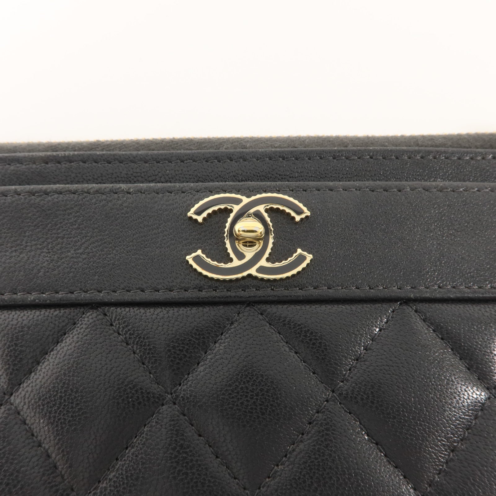 CHANEL 牛皮皮革Flat Long Wallet金扣長錢包