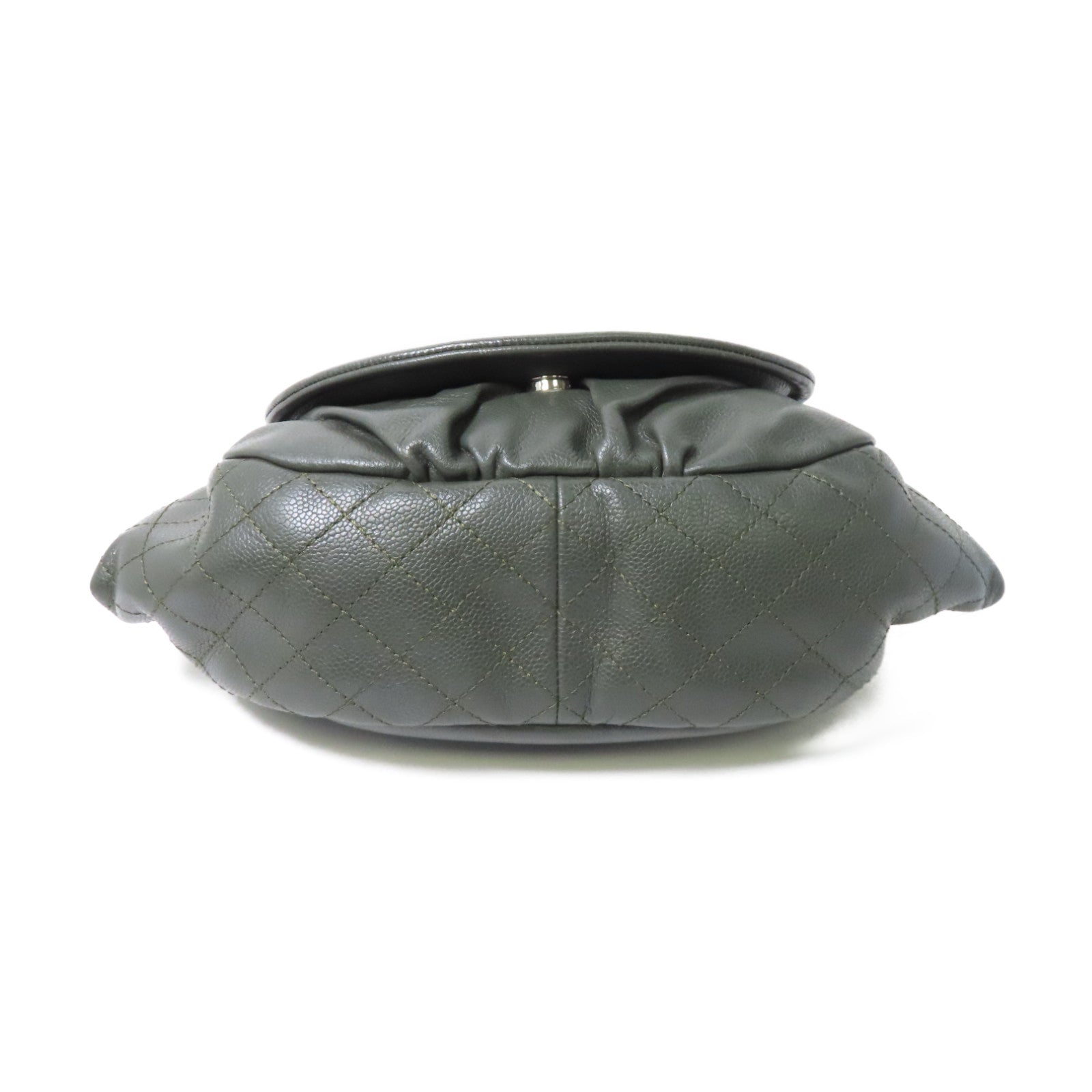 CHANEL 【激減優惠】牛皮皮革Chain Shoulder銀扣鏈帶肩背袋綠色