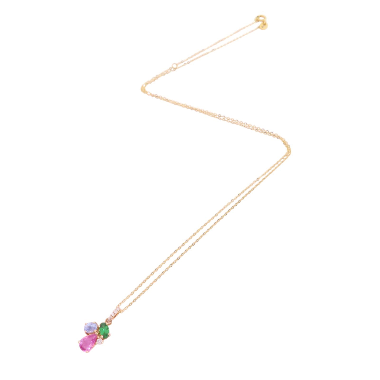 JEWELRY 18K黃金/彩色寶石/鑽石Diamond Multi Stone Necklace項鏈