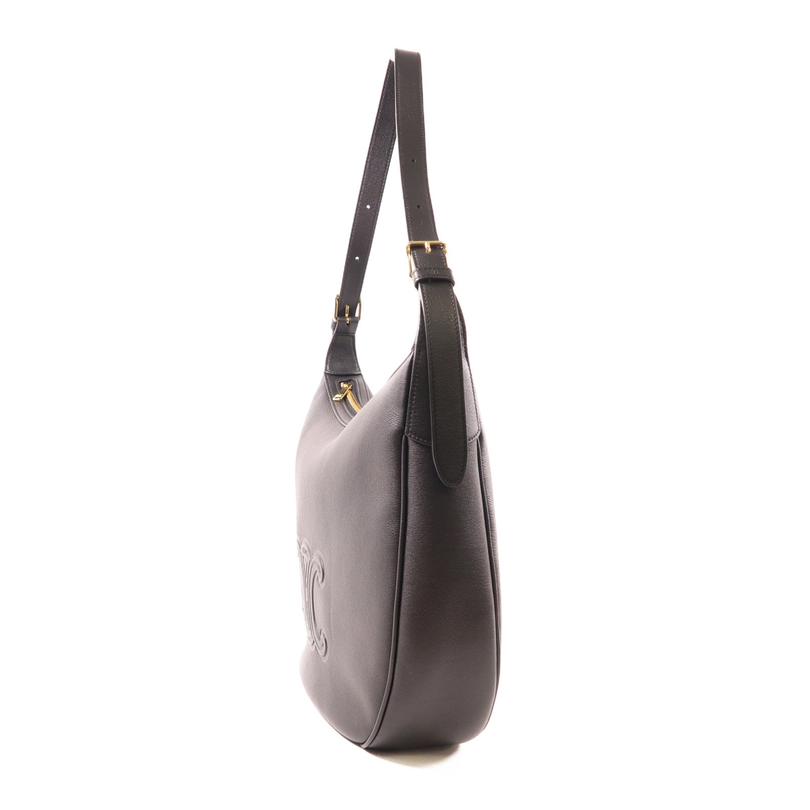 CELINE 牛皮皮革Heloise Bag金扣肩背袋黑色