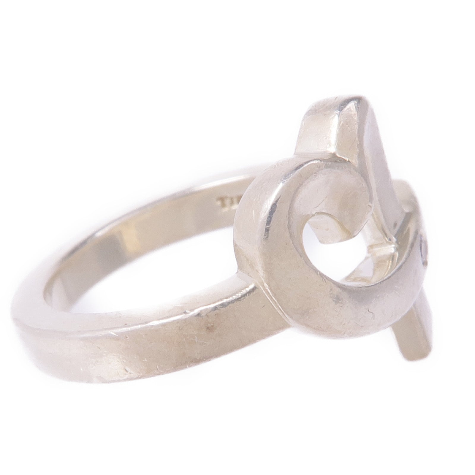 TIFFANY＆CO 925純銀Paloma Picasso Heart Diamond Ring鑽石戒指US#5.75