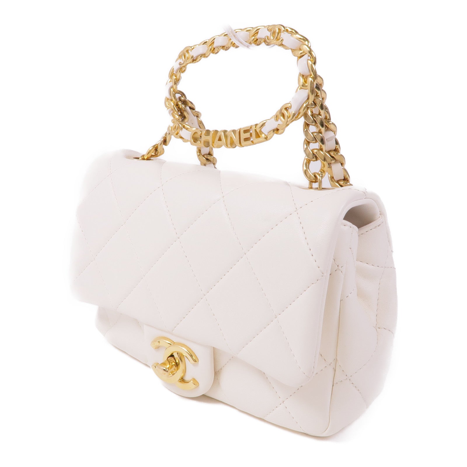 CHANEL 牛皮皮革Chain Shoulder Bag銀扣鏈帶肩背袋