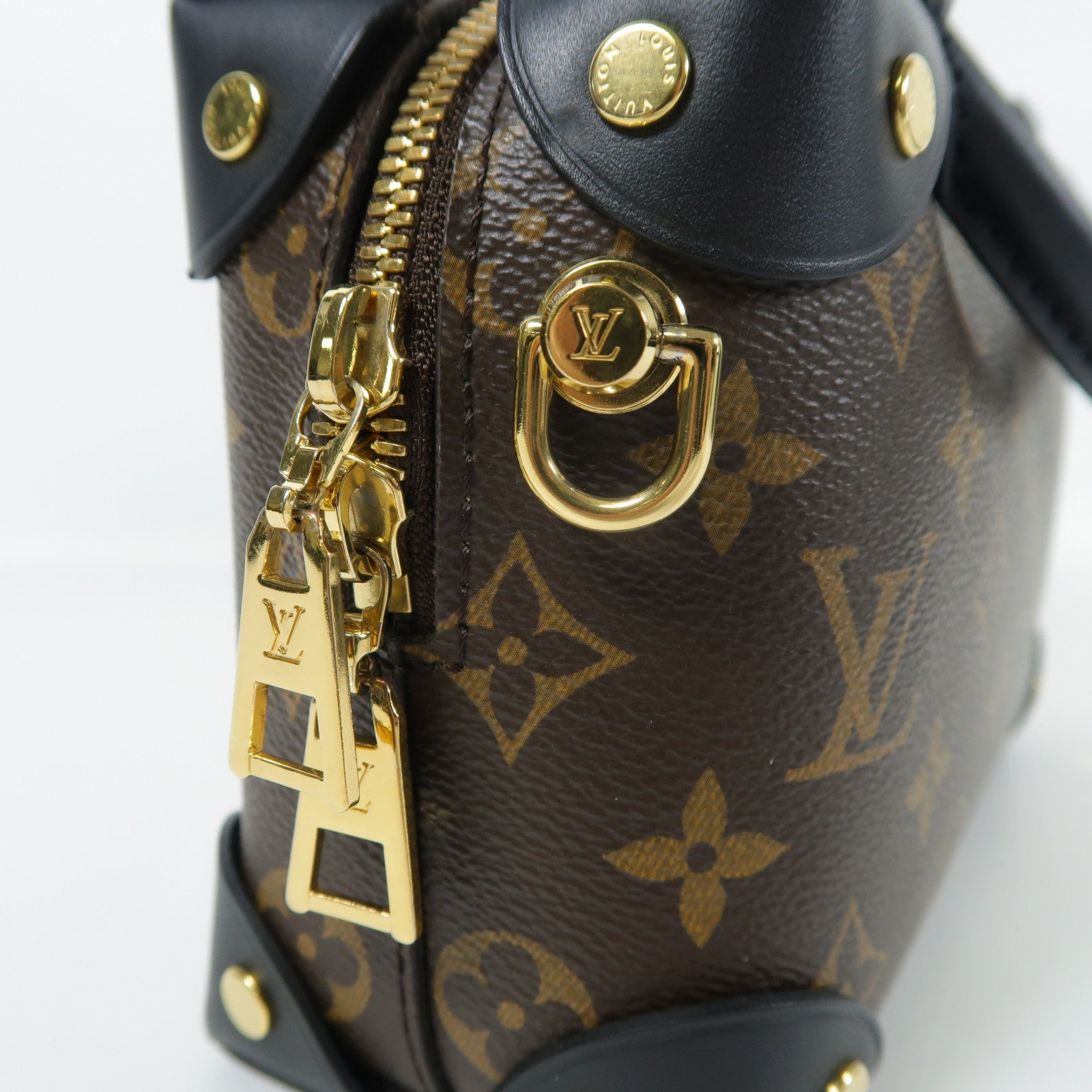 LOUIS VUITTON Monogram Petite Malle Souple金扣手挽肩背兩用袋