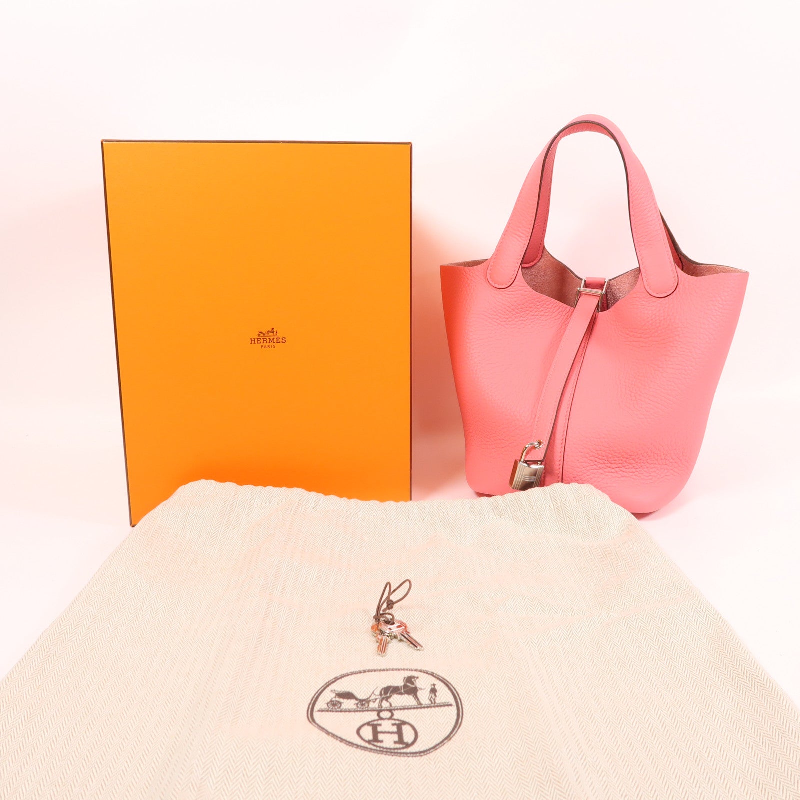 HERMES Clemence皮革Picotin PM銀扣手挽袋
