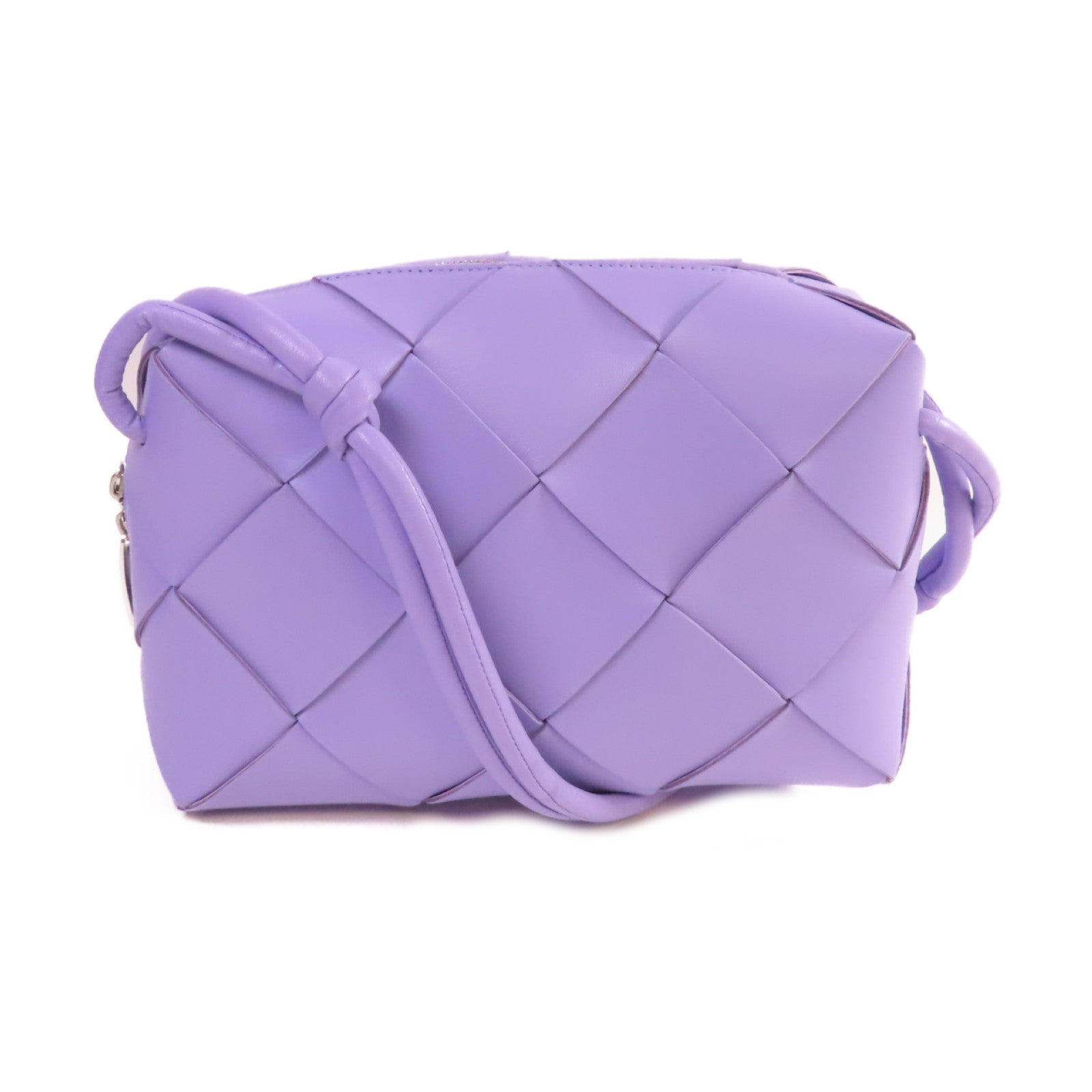 BOTTEGA VENETA 織紋皮革Small Camera Bag銀扣肩背袋淺紫色