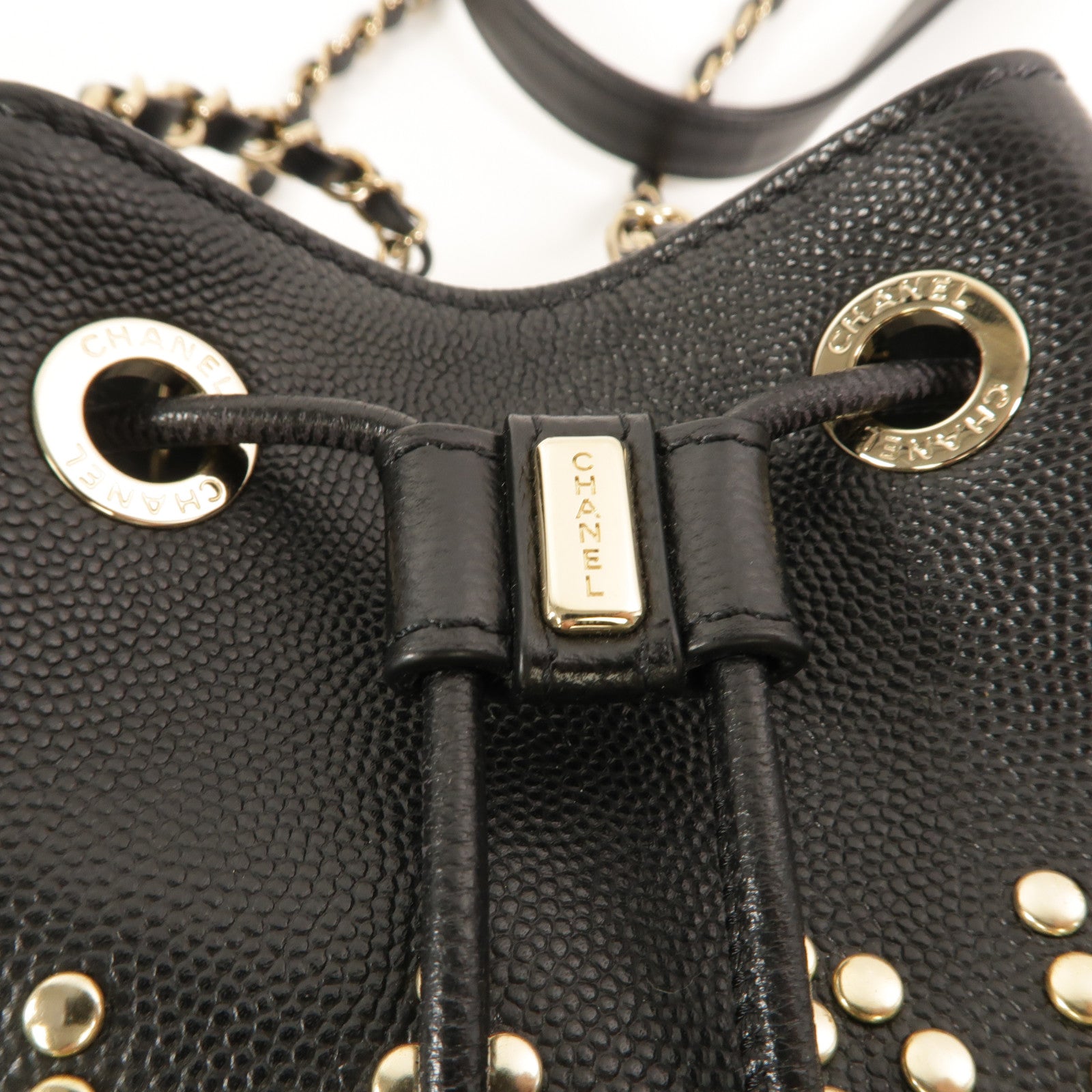 CHANEL 牛皮皮革Bucket鏈帶肩背袋