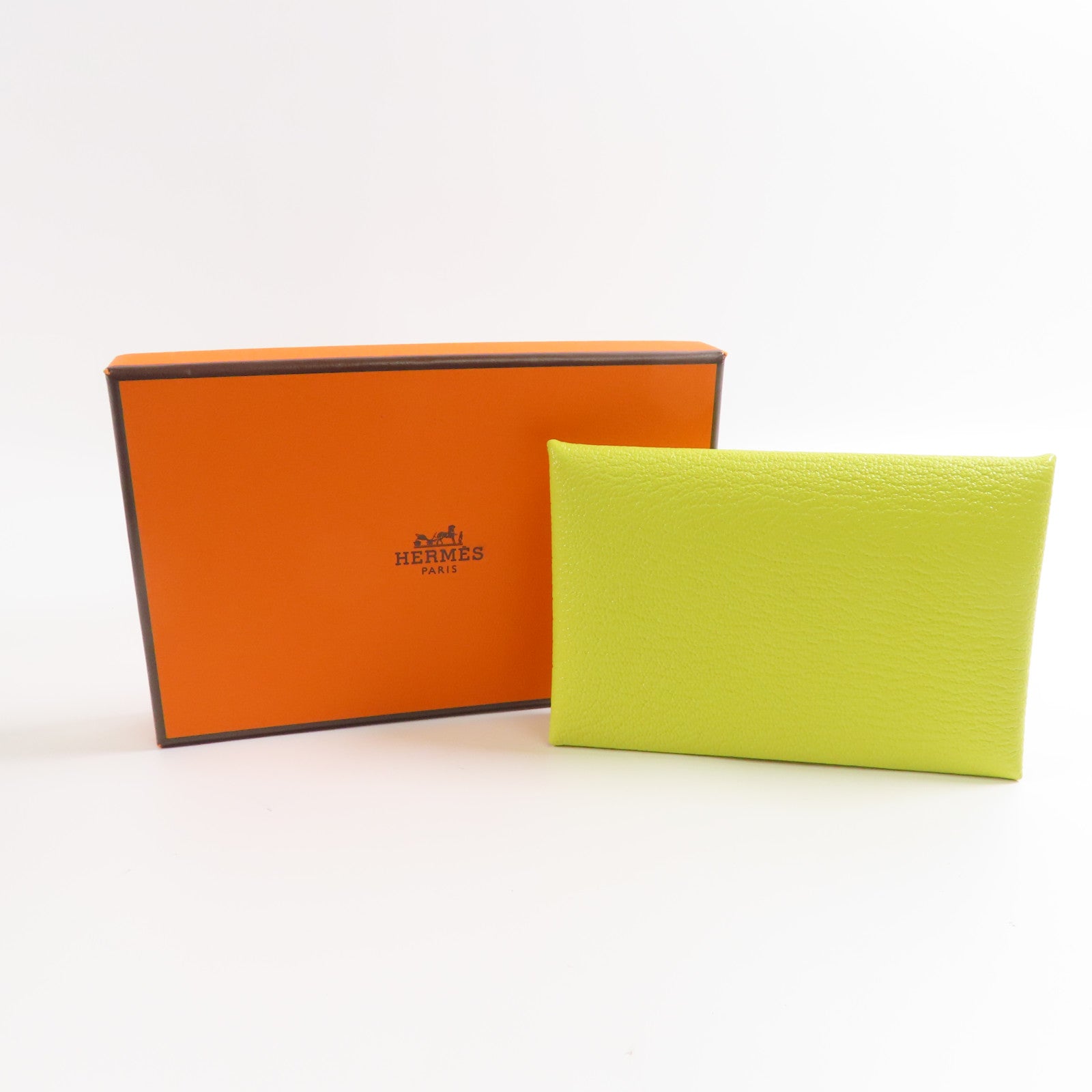 HERMES Chevre皮革Calvi卡片套Lime