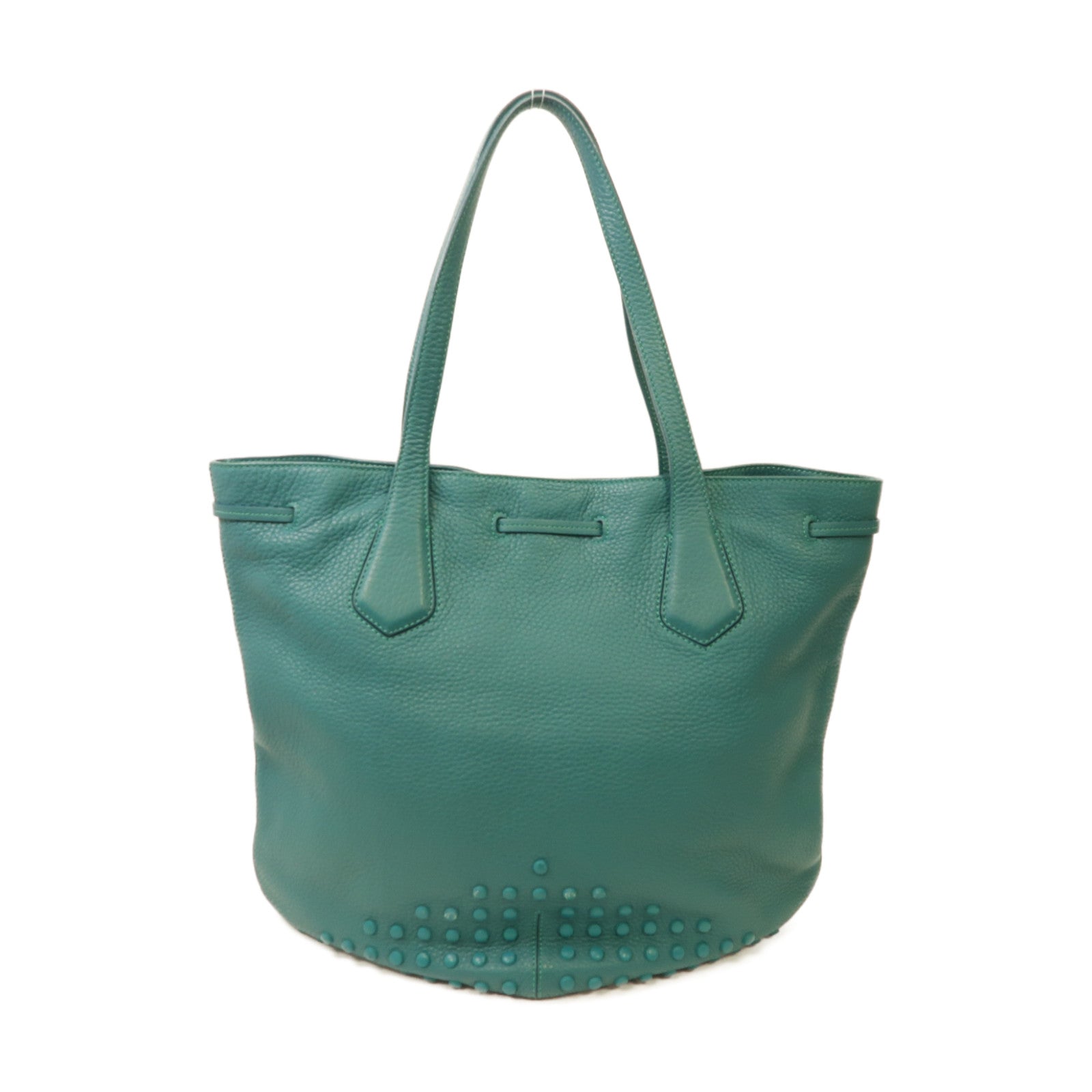 TOD’S 牛皮皮革Tote Bag銀扣手挽袋綠色