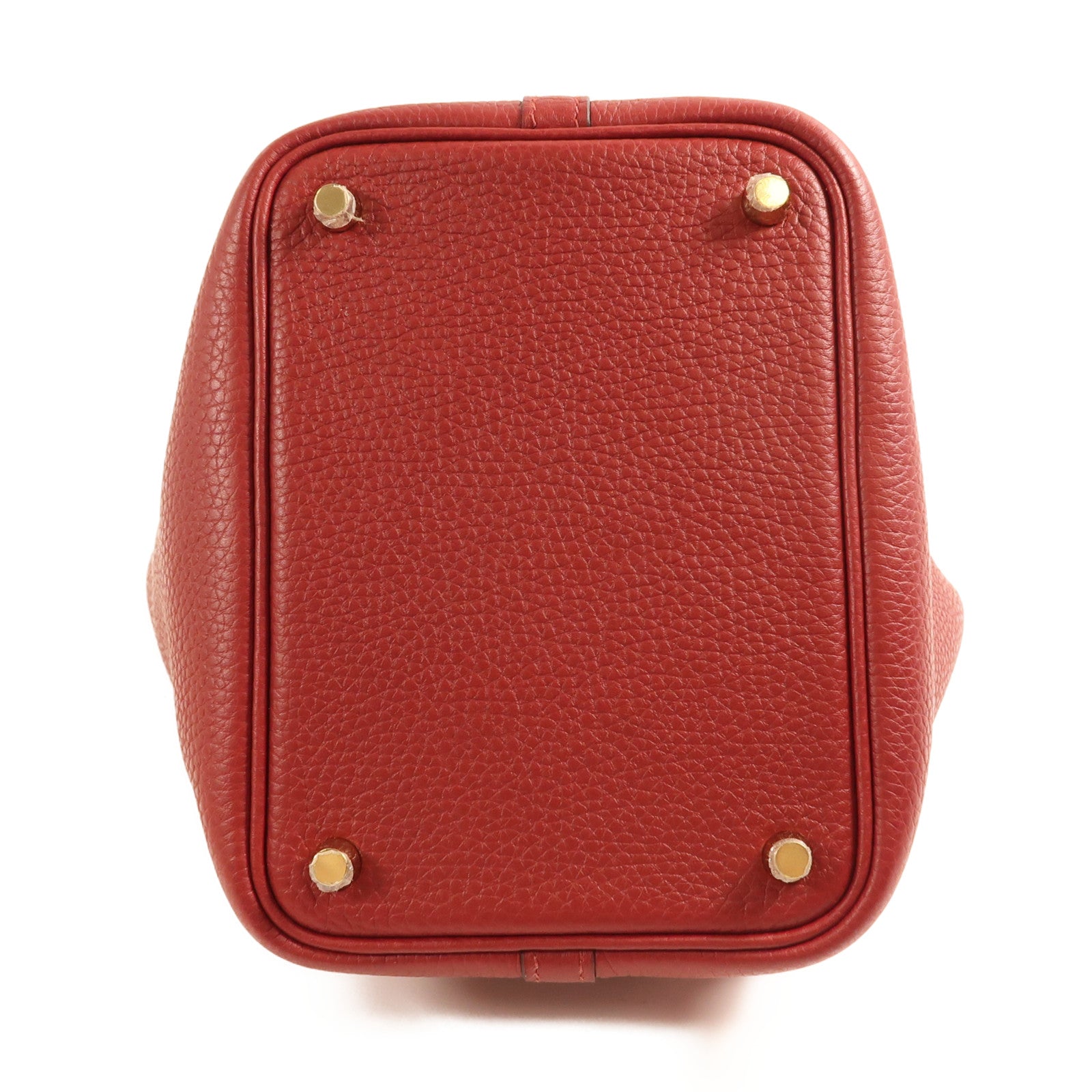 HERMES Clemence皮革Picotin PM金扣手挽袋Rouge Grenat