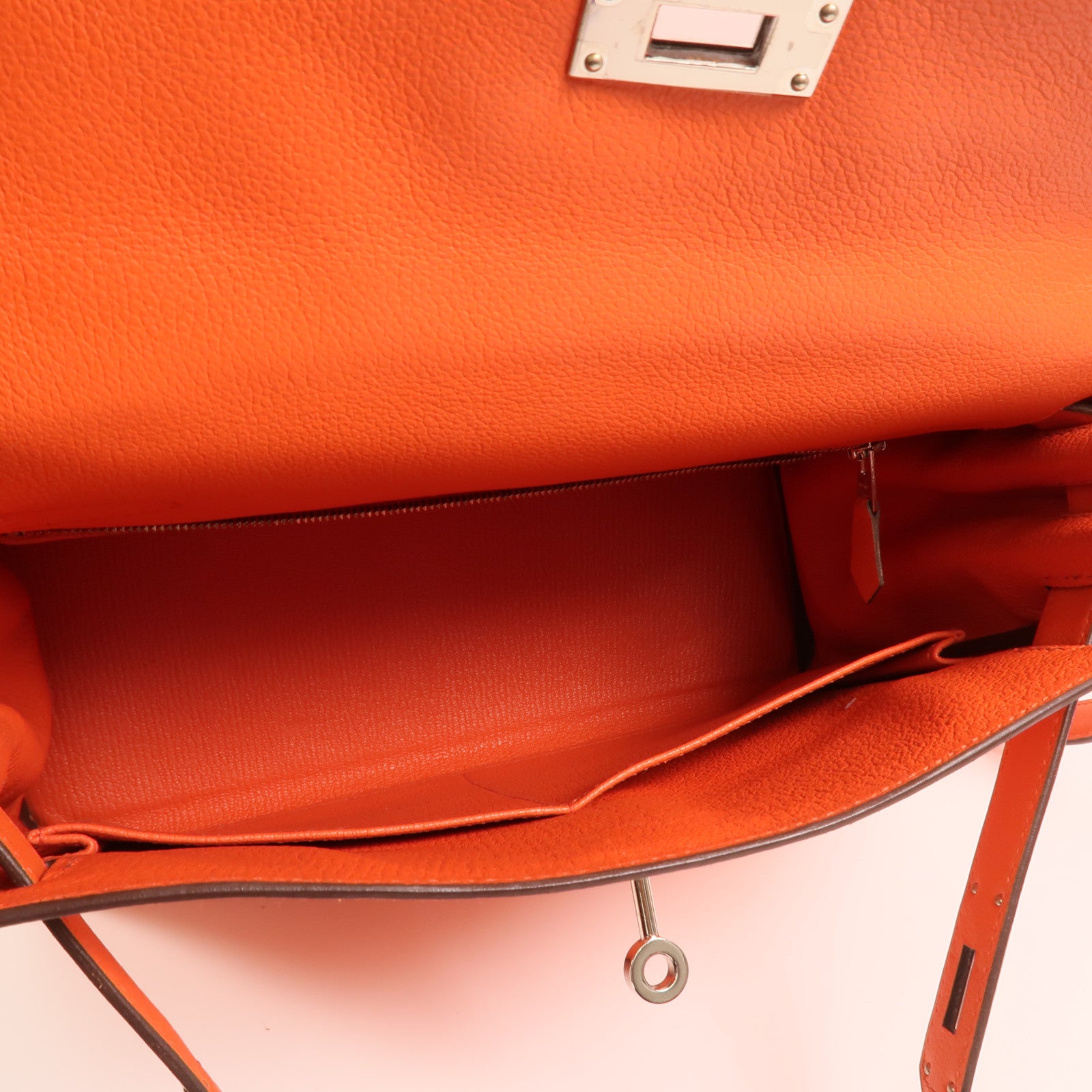 HERMES Evercolor皮革Kelly 28銀扣手挽肩背兩用袋Rose Texas