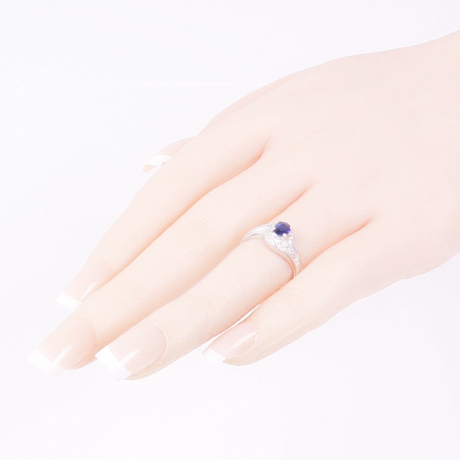 JEWELRY 18K白金Sapphire Diamond Ring藍寶石/鑽石戒指US#5.75