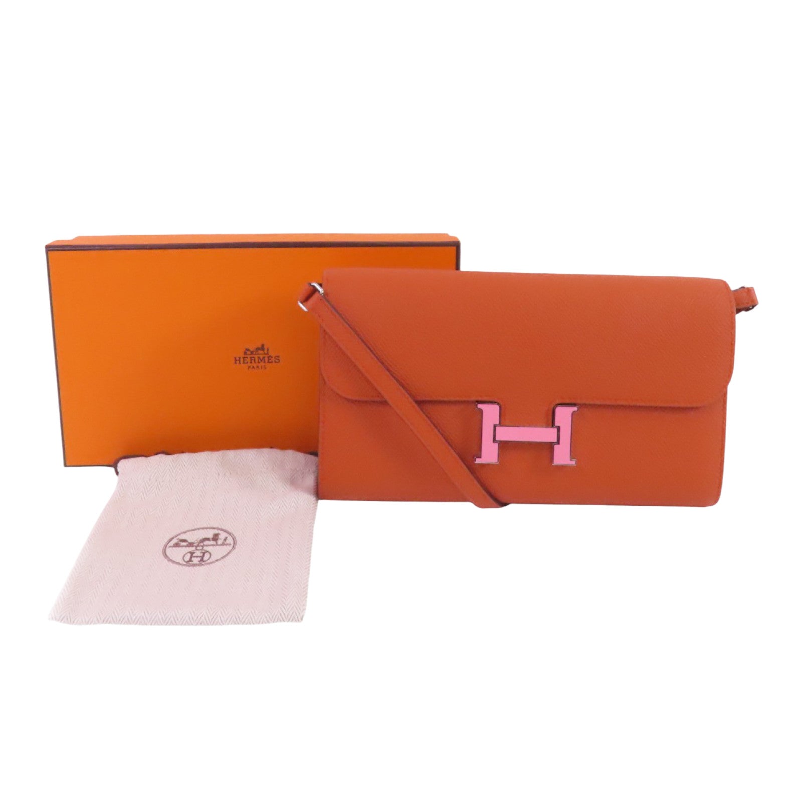 HERMES Epsom皮革Constance To Go銀扣肩背袋