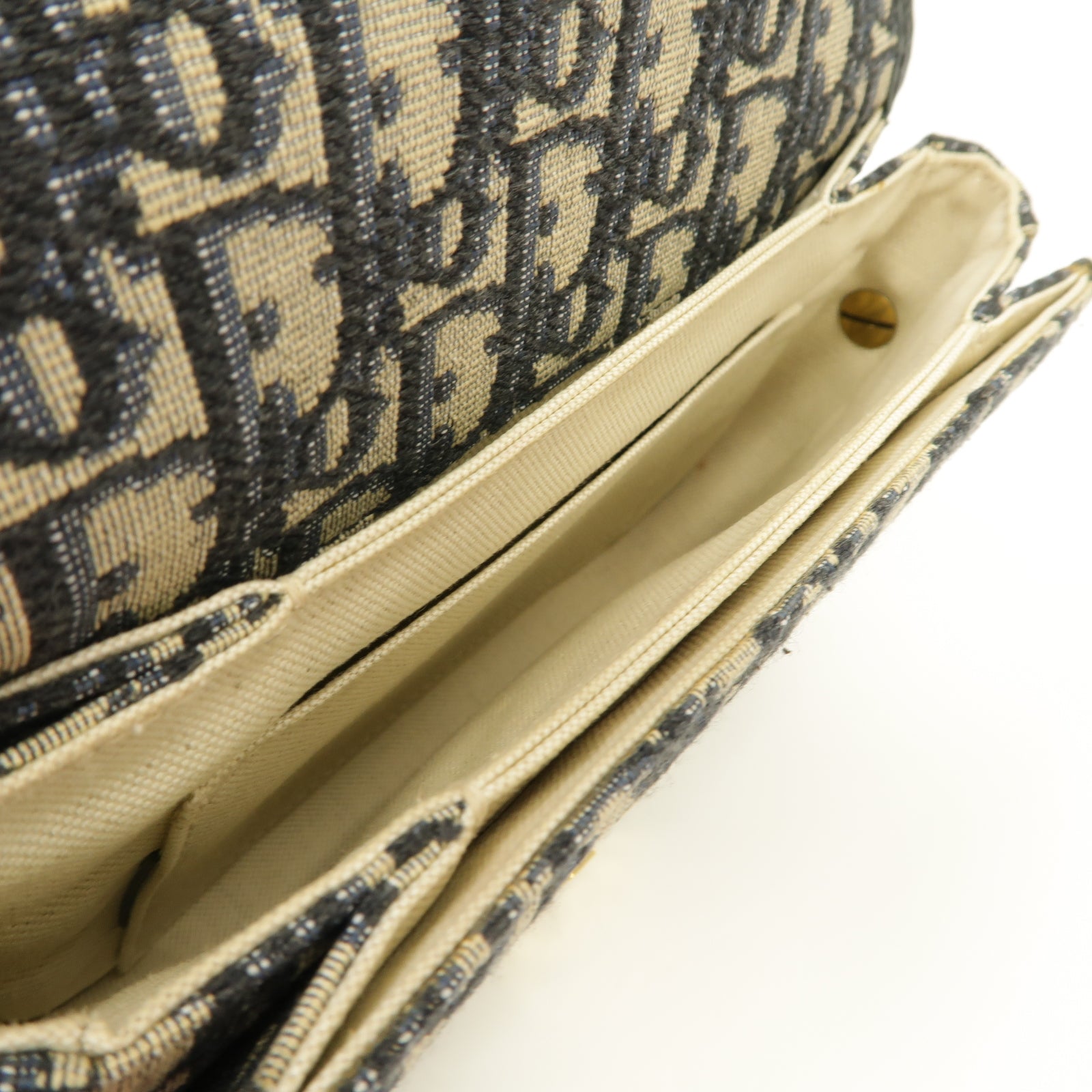 Dior 【激減優惠】帆布Dioraddict Flap金扣肩背袋藍色