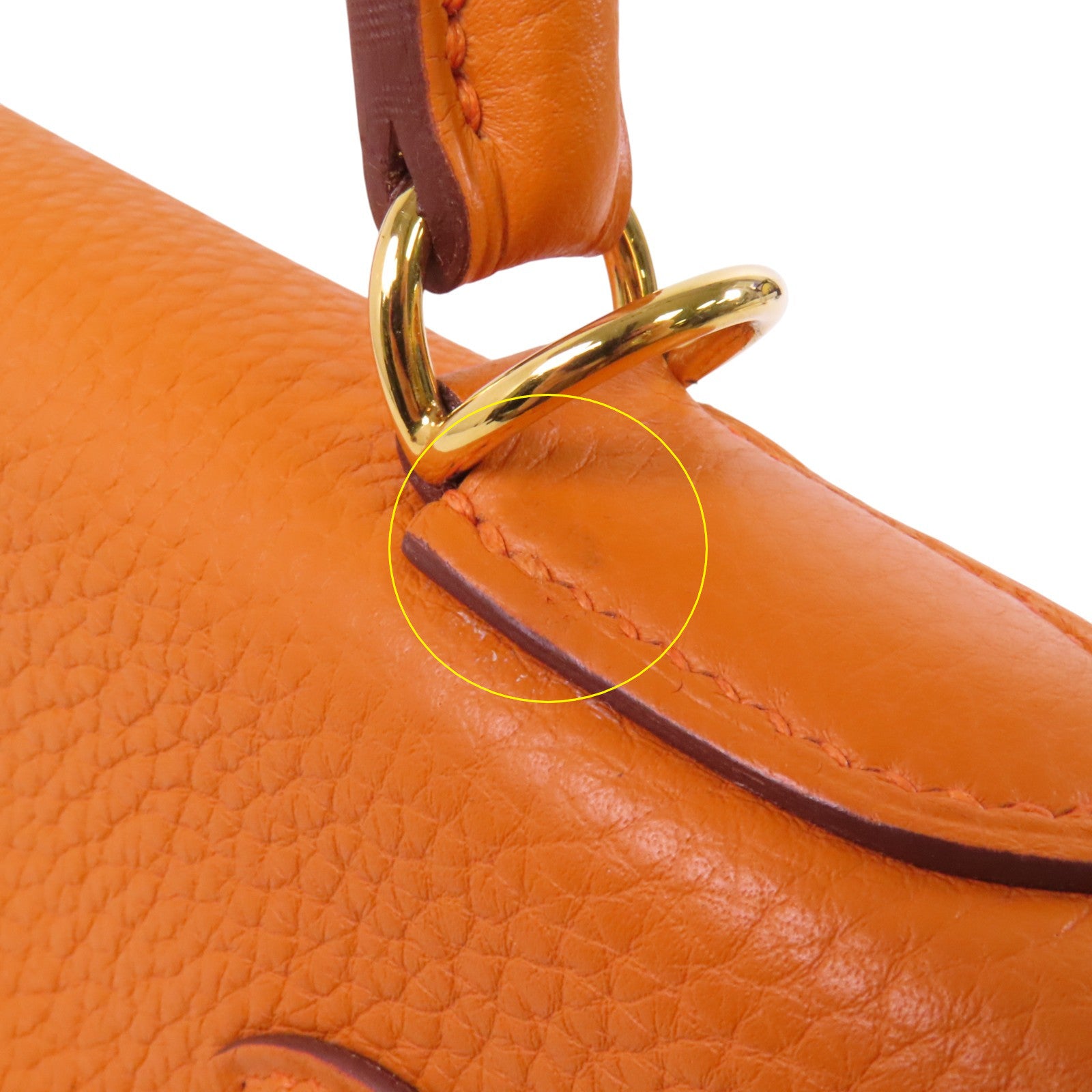 HERMES Clemence皮革Kelly 28金扣手挽肩背兩用袋