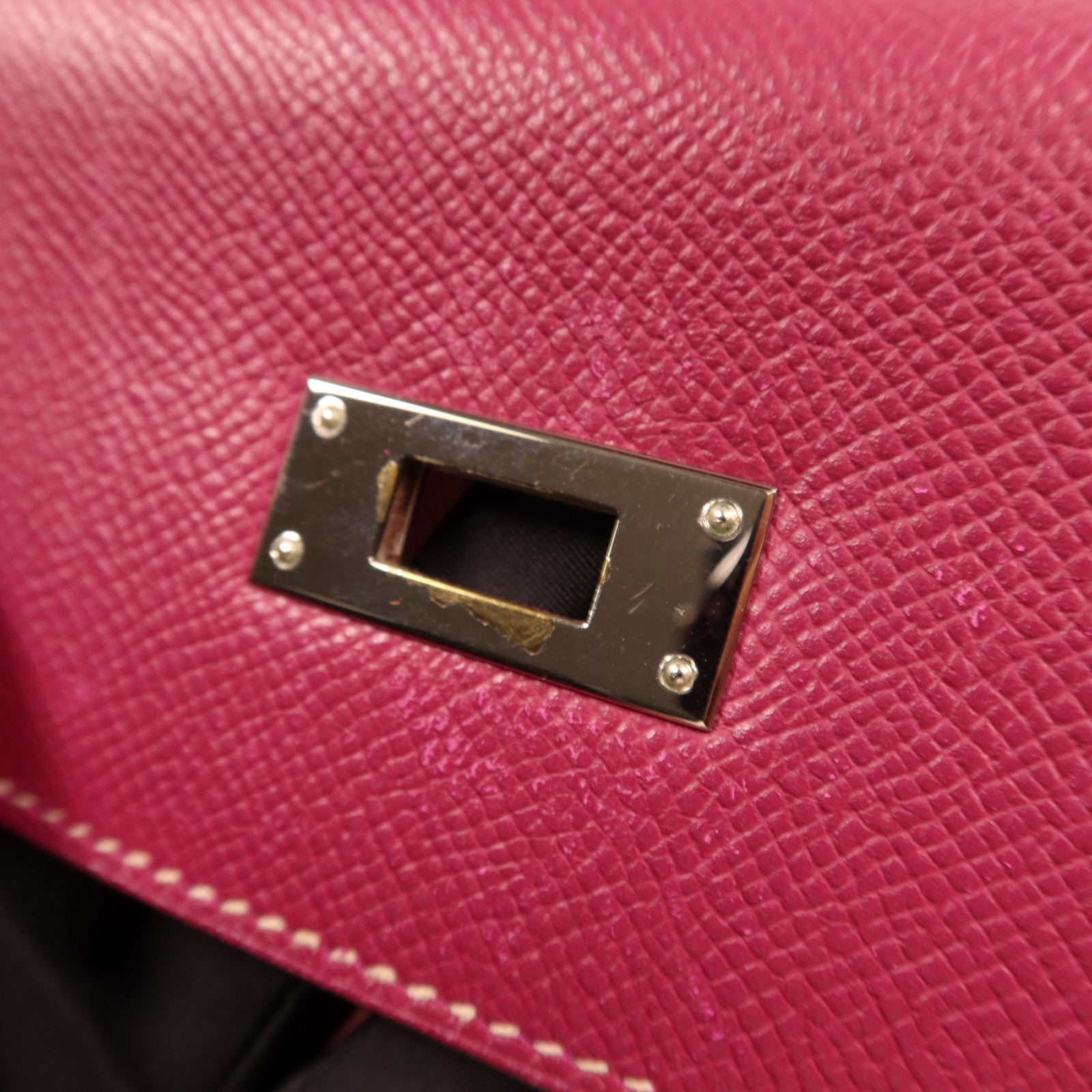 HERMES Epsom皮革Kelly 32銀扣手挽肩背兩用袋Tosca