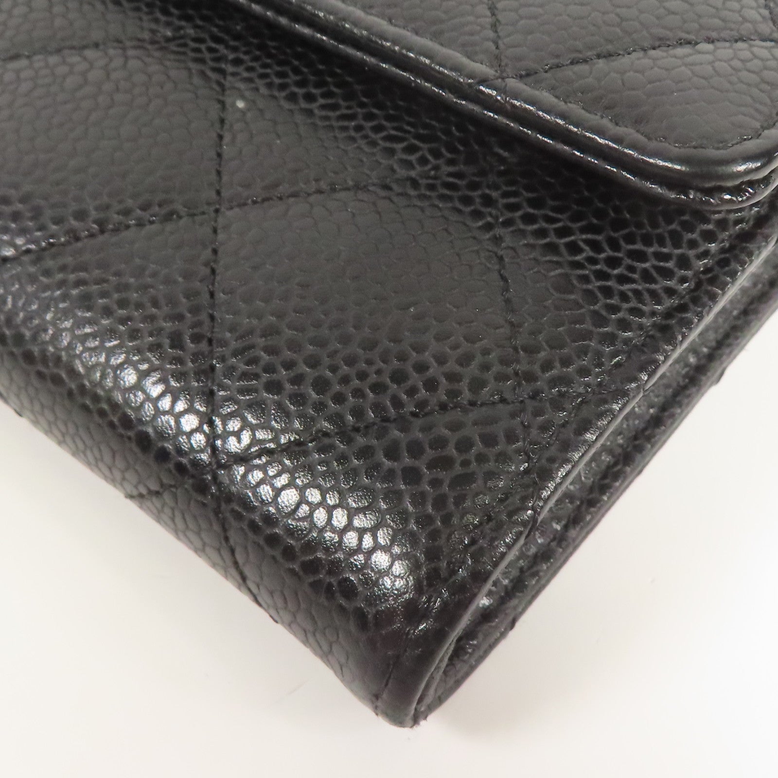 CHANEL 牛皮皮革Long Wallet金扣長錢包