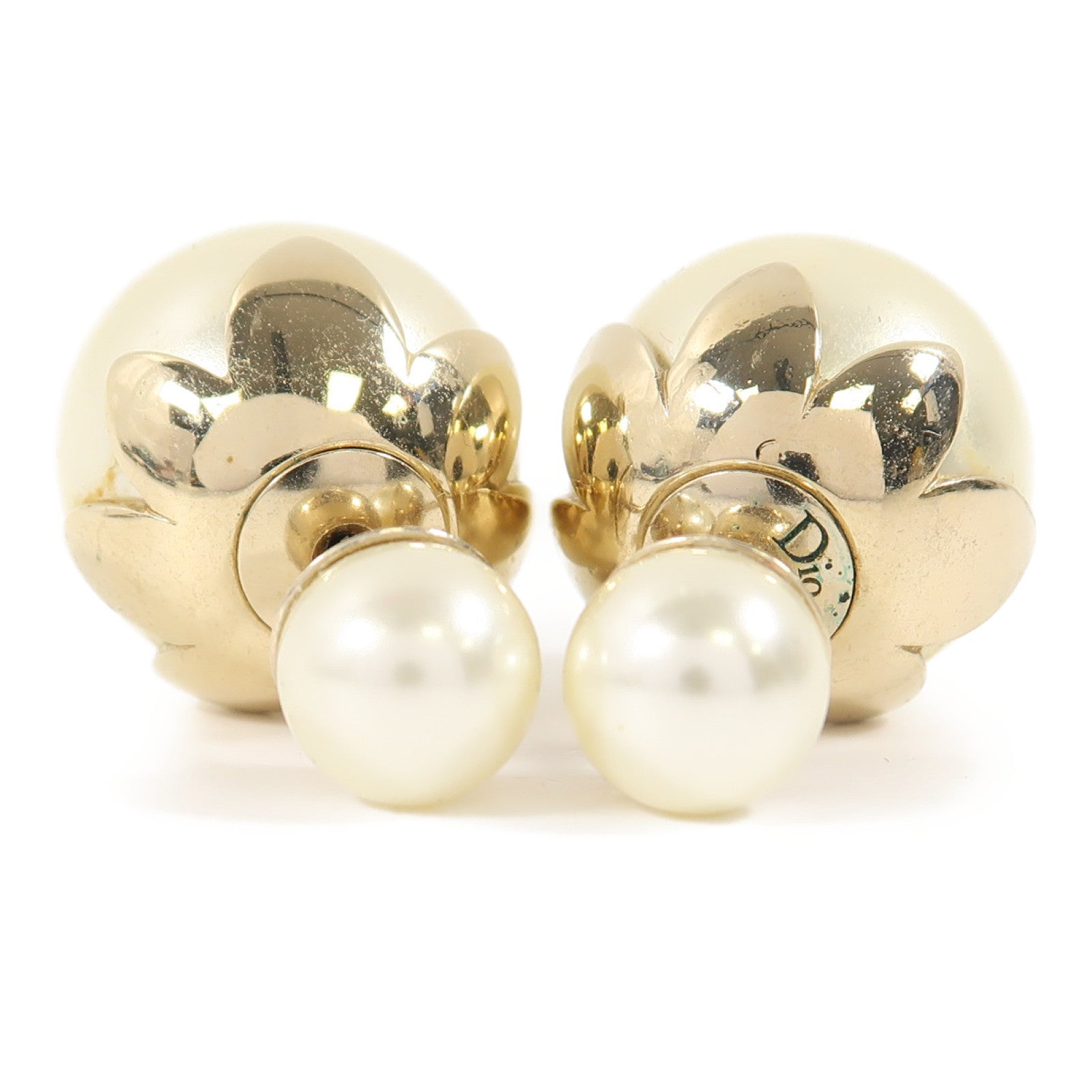 Dior 金屬/PVC Earrings耳環金色/白色
