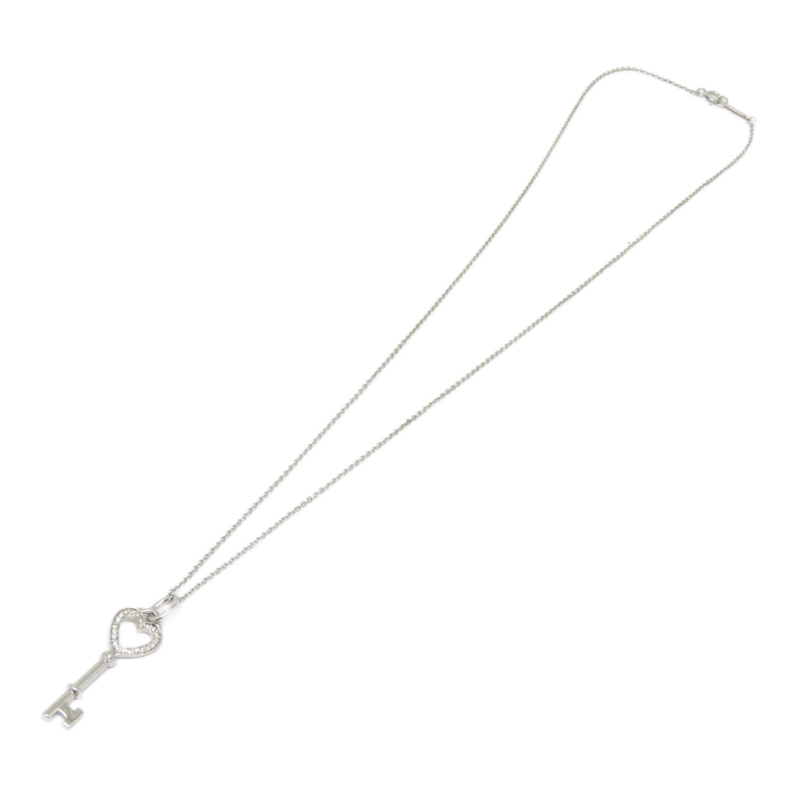 TIFFANY＆CO 18K白金Heart Key Necklace項鍊