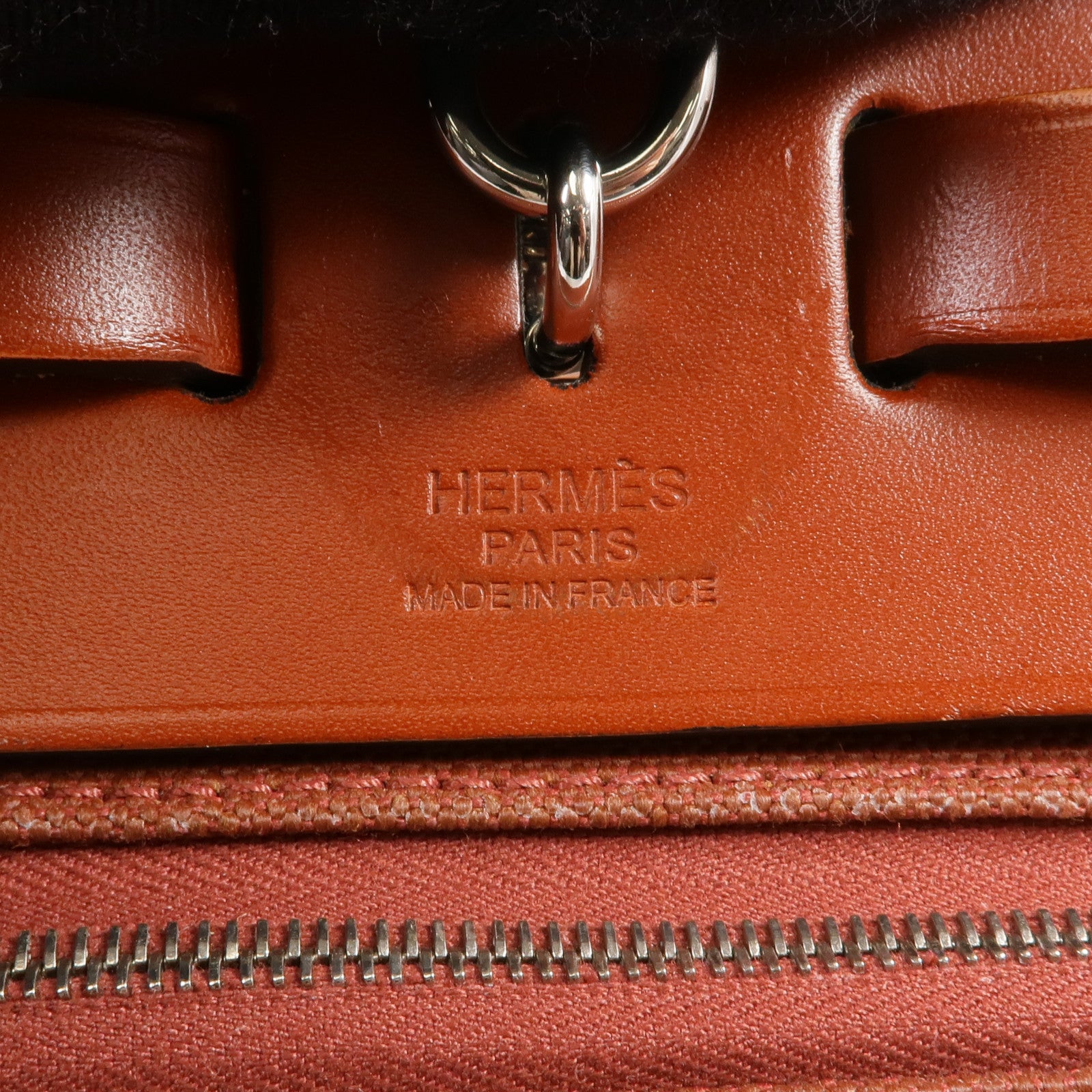 HERMES 【激減優惠】帆布Herbag PM銀扣手挽肩背兩用袋Rouge H