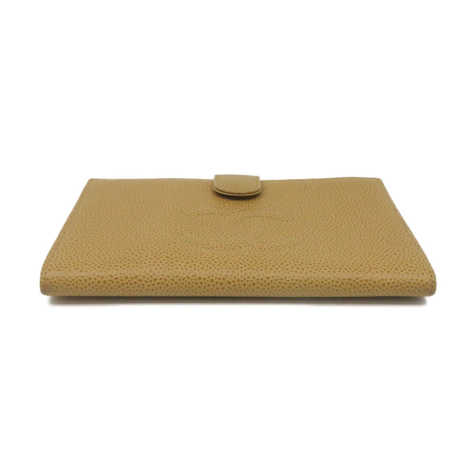CHANEL Caviar Leather Long Wallet Gold Buckle Long Wallet Apricot