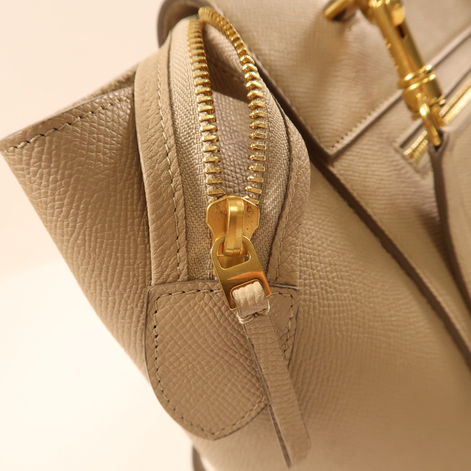 CELINE 羊皮皮革Belt Bag金扣手挽肩背兩用袋米色