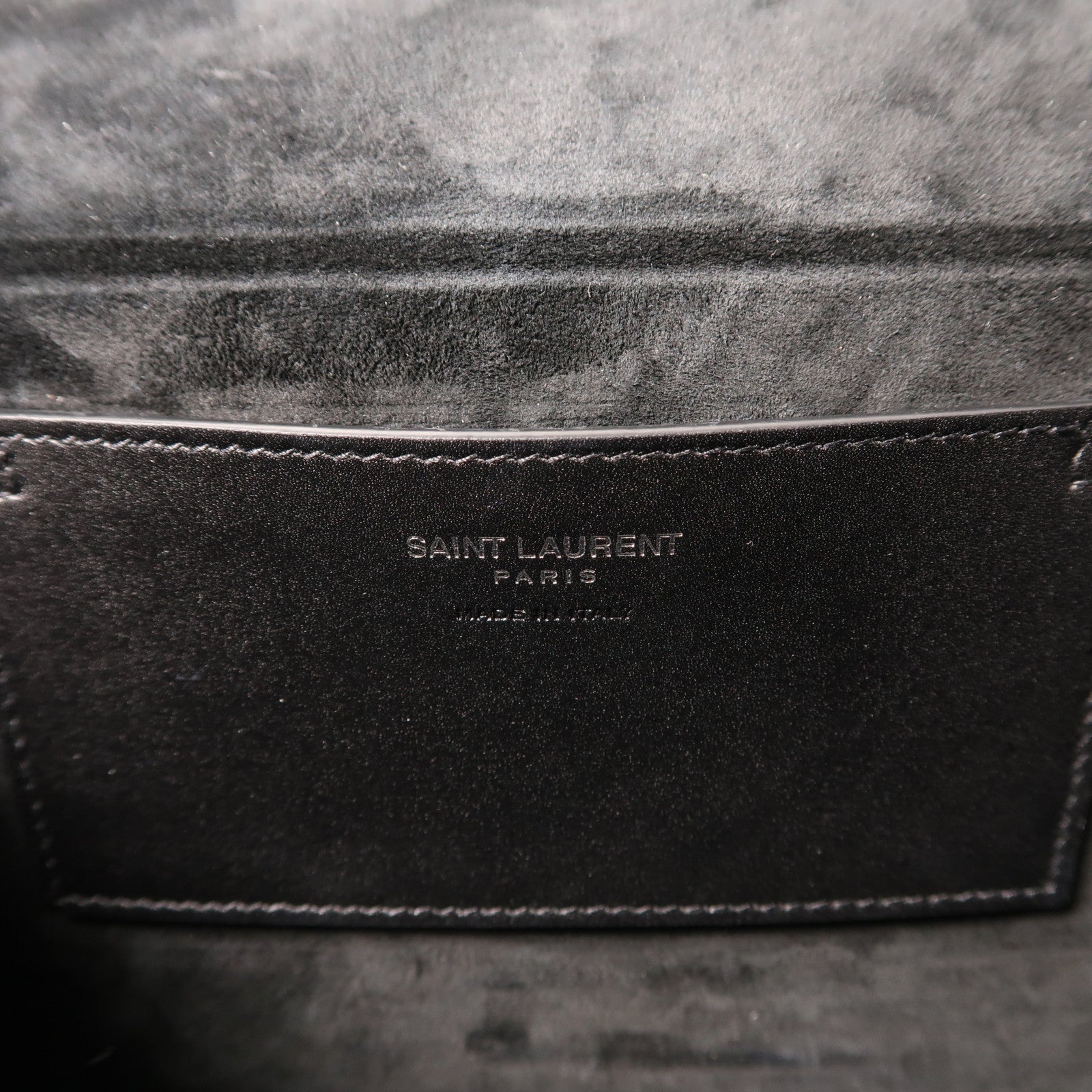SAINT LAURENT 牛皮皮革Handbag銀扣手挽袋黑色