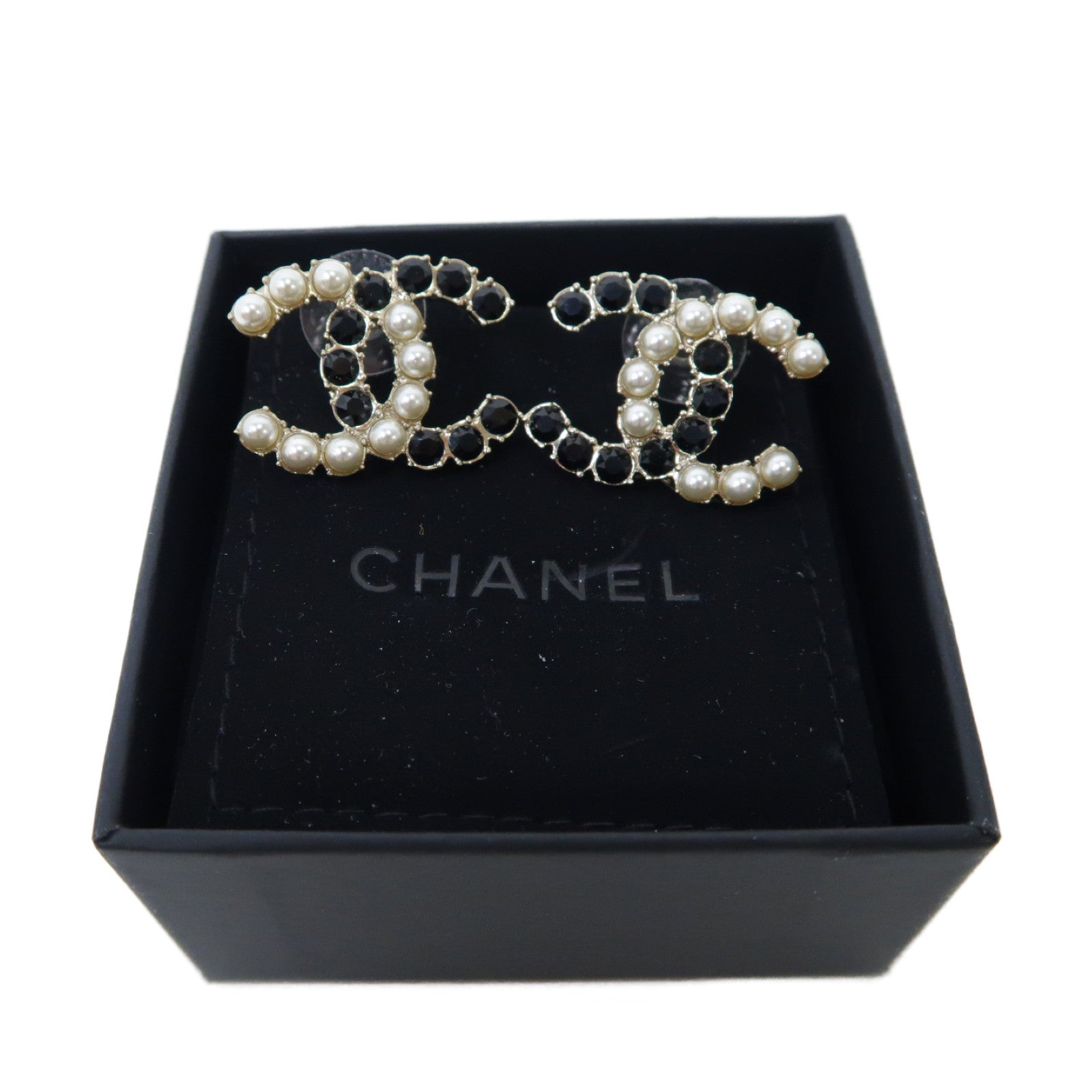 CHANEL 金屬Earrings耳環黑色/白色