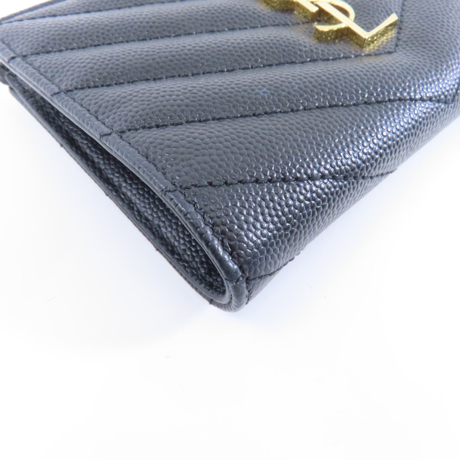 SAINT LAURENT 牛皮皮革Wallet金扣錢包黑色