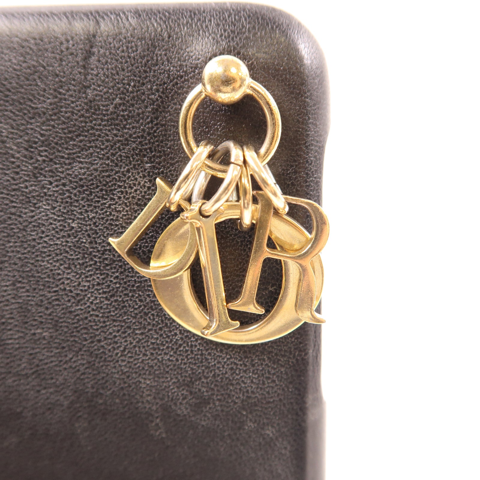 Dior 羊皮皮革iphone 10 Case金扣手機袋黑色