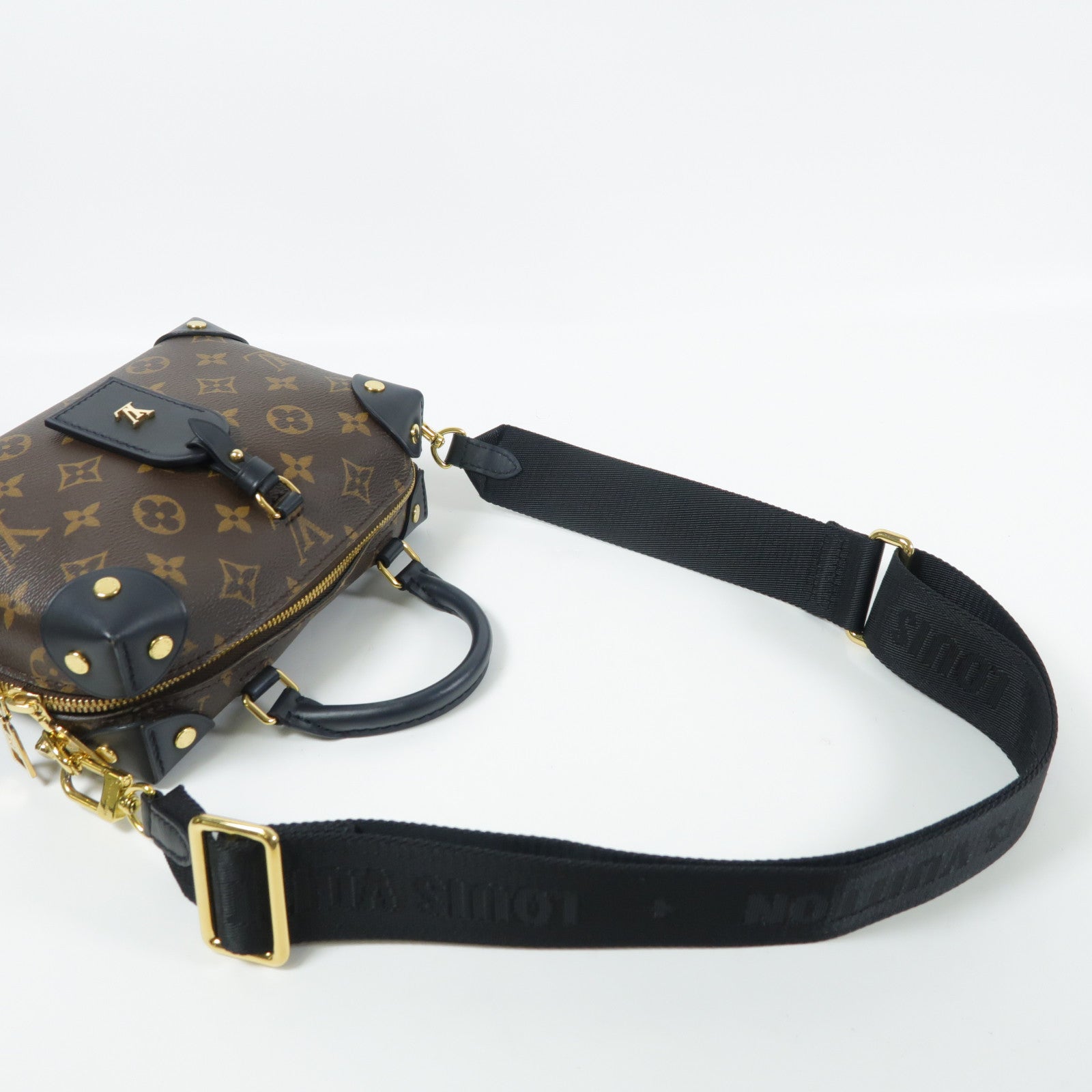 LOUIS VUITTON Monogram Petite Malle Souple金扣手挽肩背兩用袋