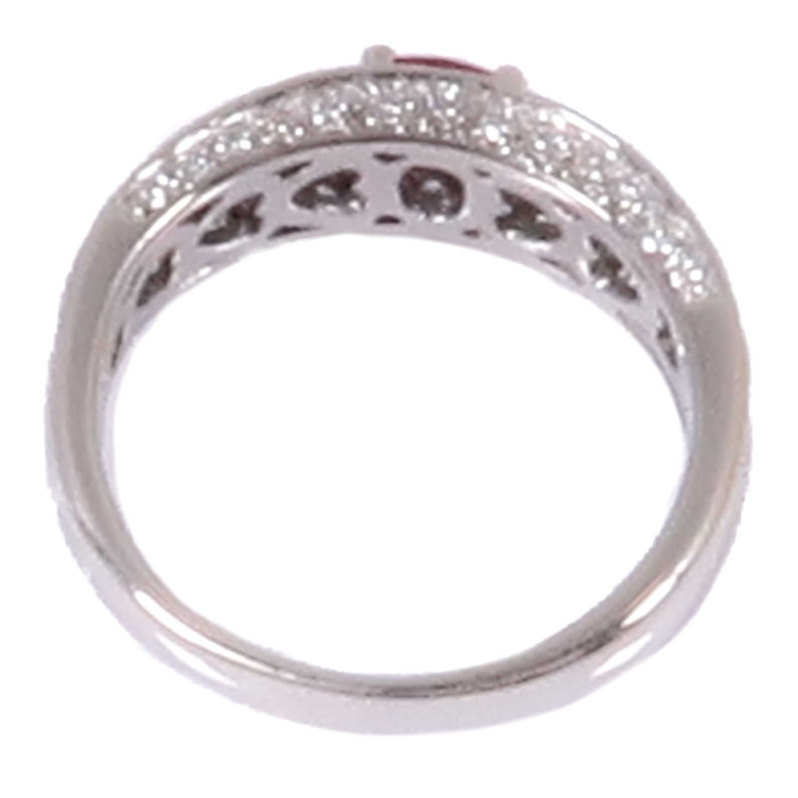 JEWELRY 【激減優惠】PT900鉑金Ruby/Diamond Ring紅寶石/鑽石戒指US#6.5