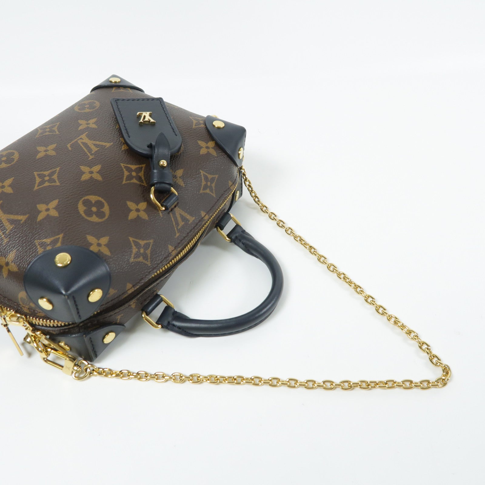 LOUIS VUITTON Monogram Petite Malle Souple金扣手挽肩背兩用袋