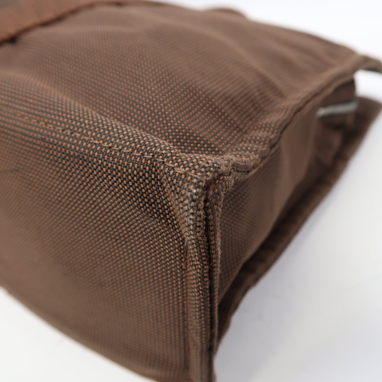 HERMES 帆布Ale Line銀扣手挽袋啡色