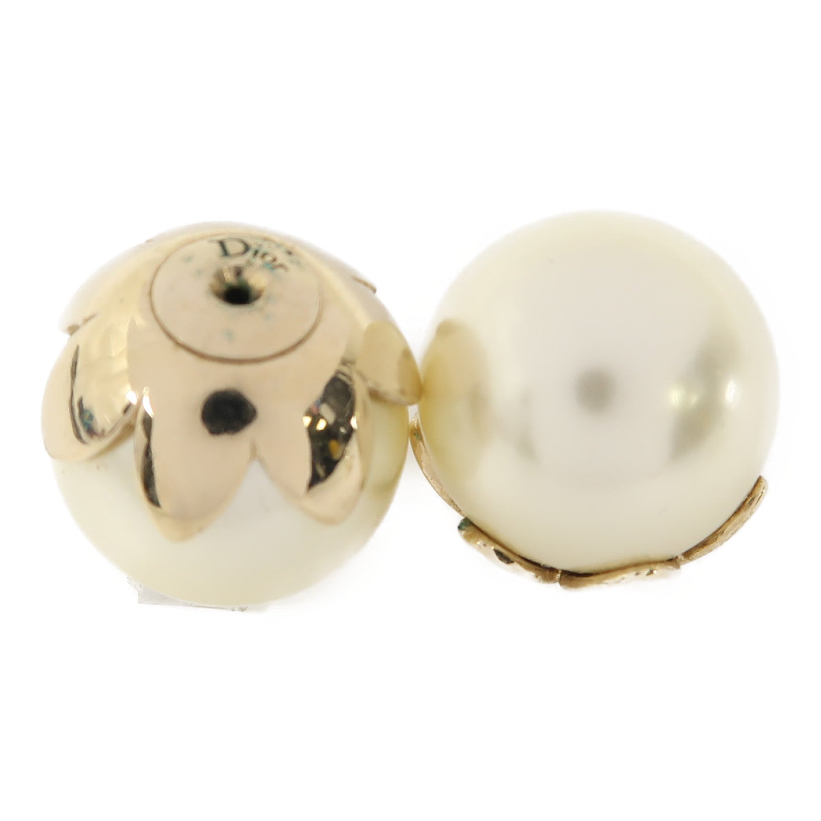 Dior 金屬/PVC Earrings耳環金色/白色