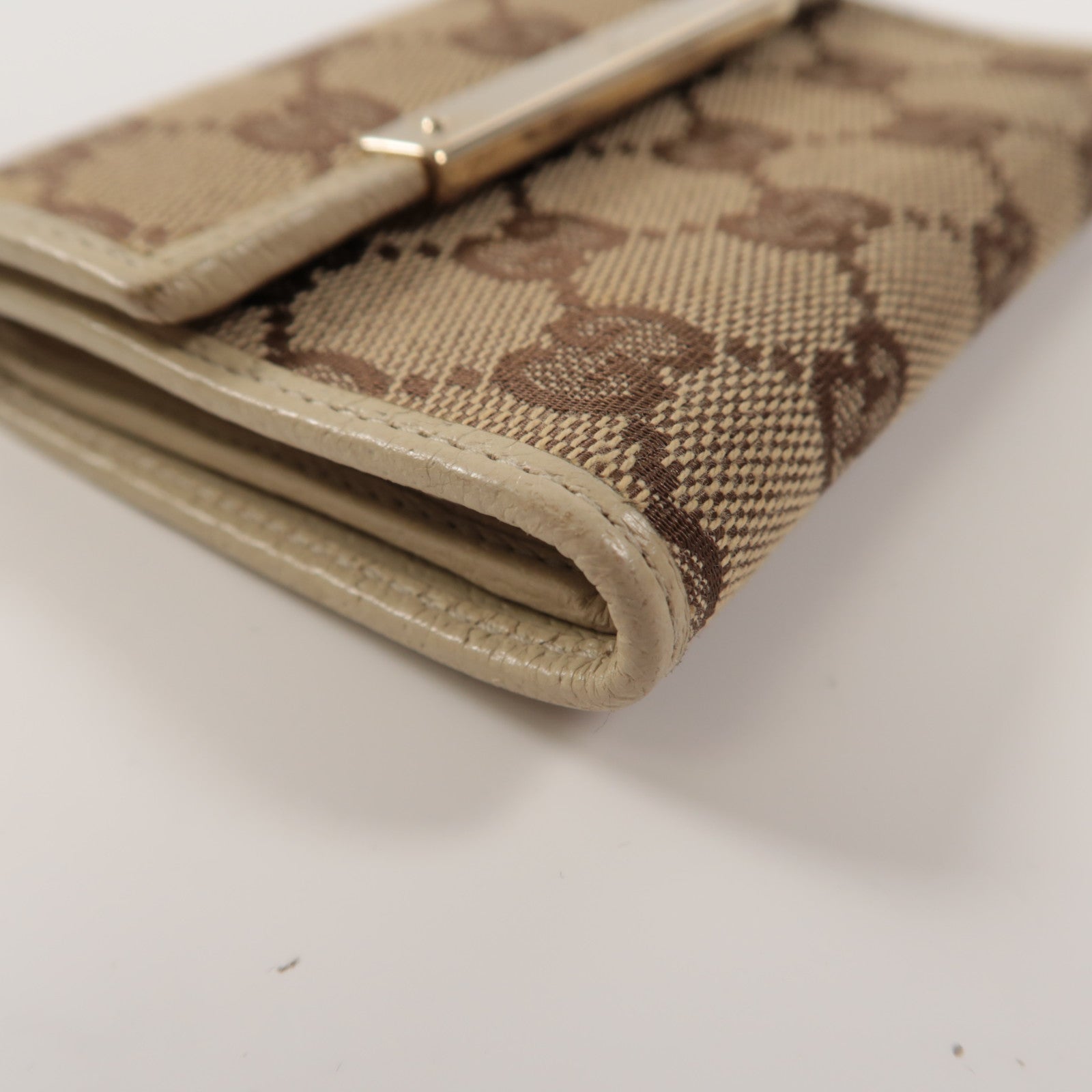 GUCCI 帆布Wallet金扣錢包白色