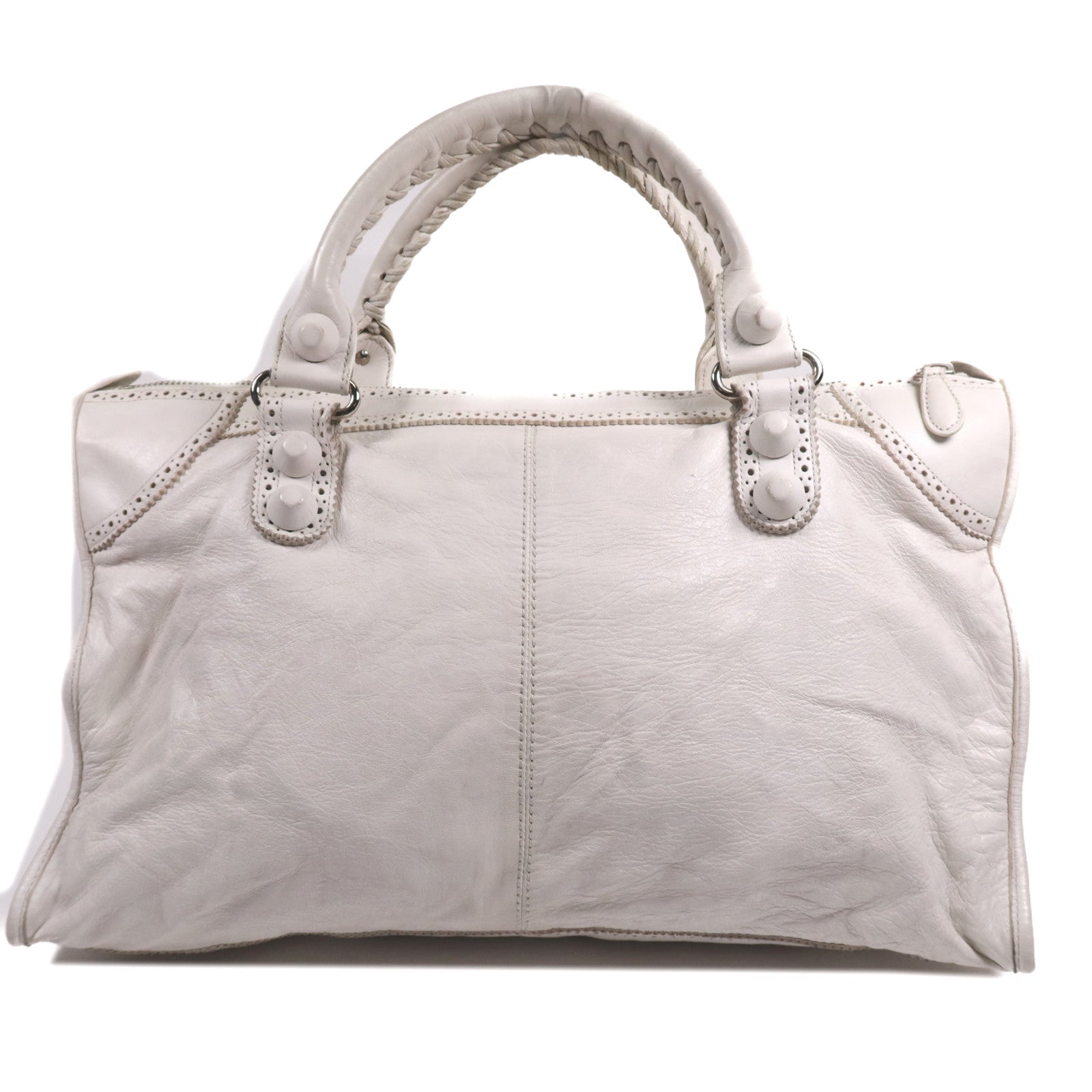 BALENCIAGA 皮革Giant Work銀扣手挽袋