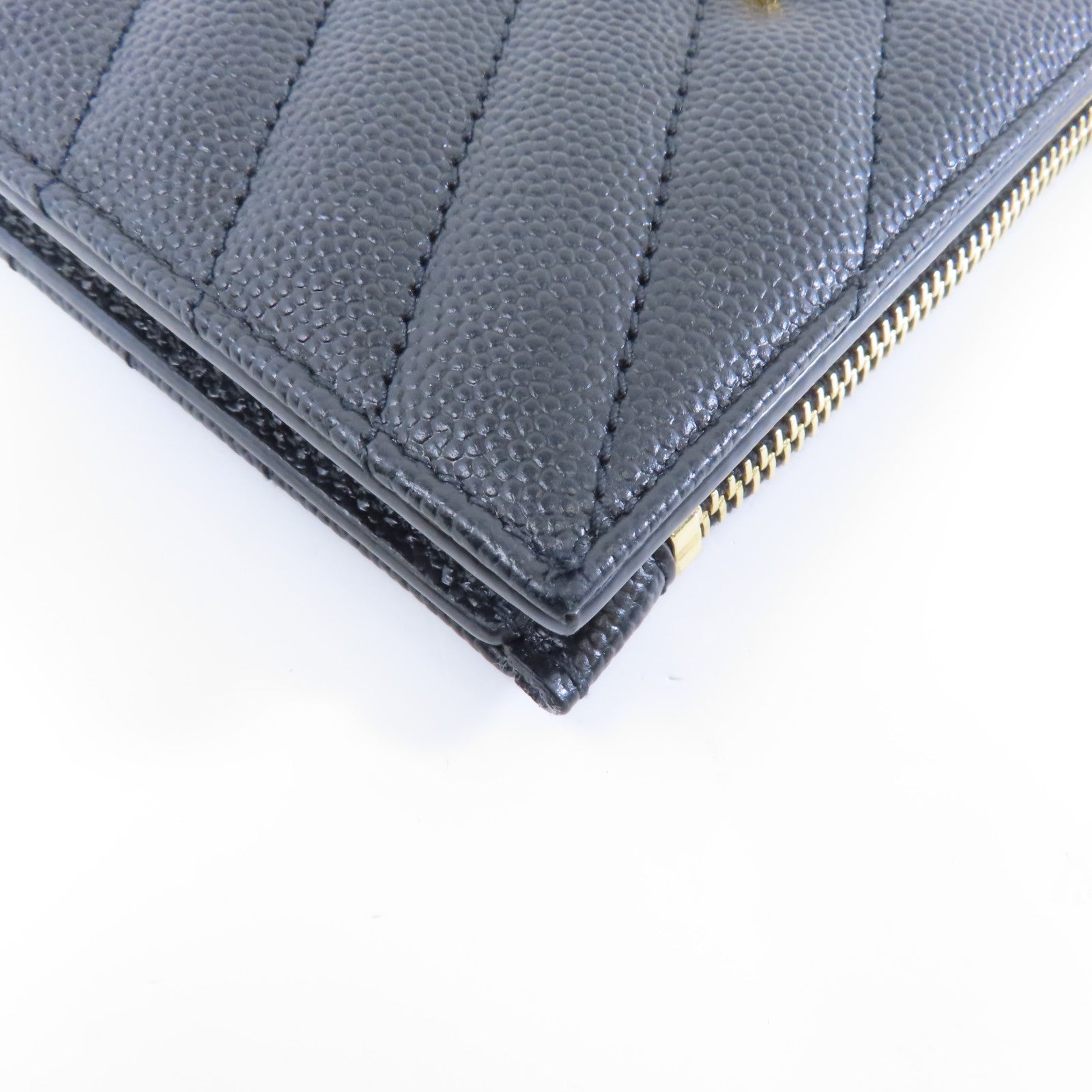 SAINT LAURENT 牛皮皮革Wallet金扣錢包黑色