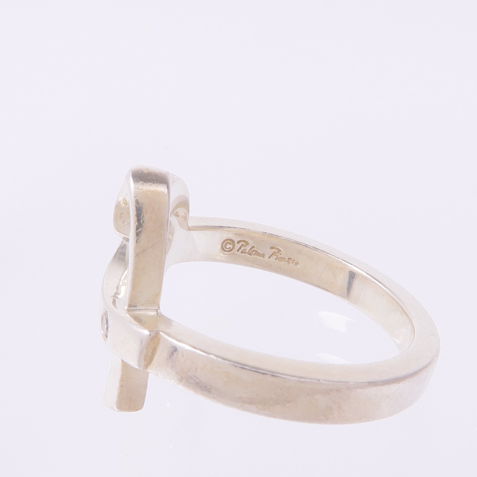 TIFFANY＆CO 925純銀Paloma Picasso Heart Diamond Ring鑽石戒指US#5.75