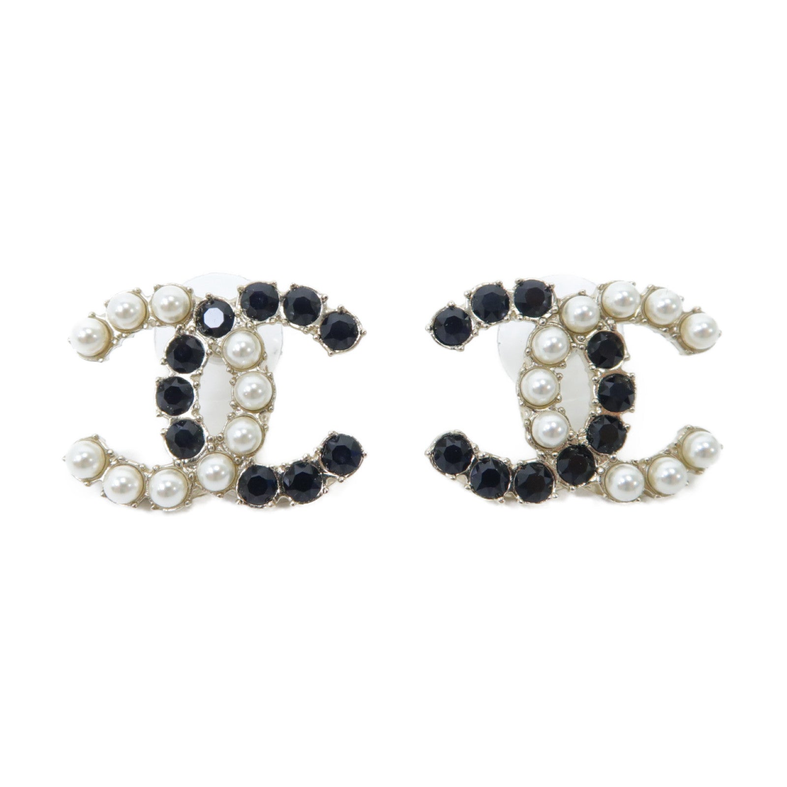 CHANEL 金屬Earrings耳環黑色/白色