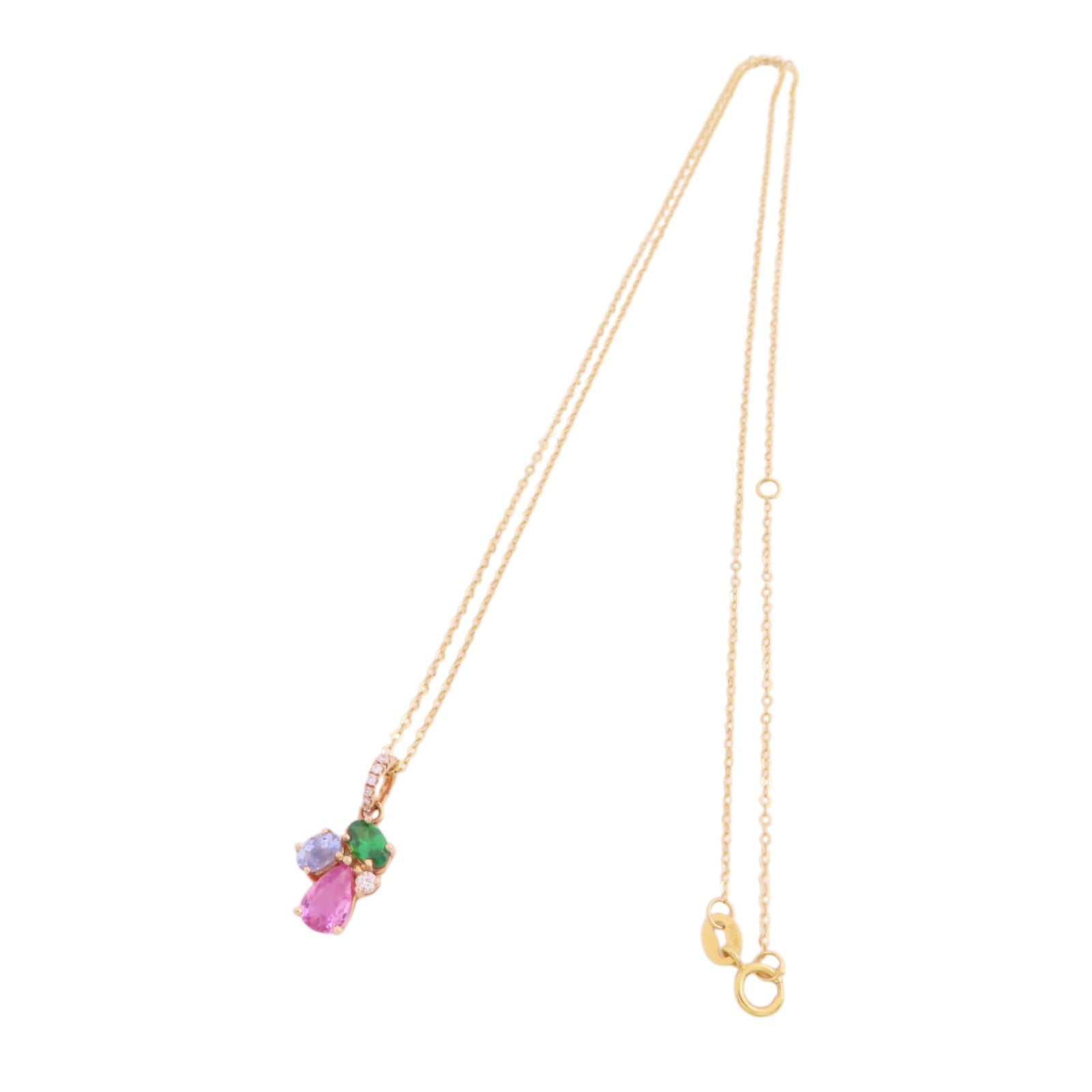 JEWELRY 18K黃金/彩色寶石/鑽石Diamond Multi Stone Necklace項鏈