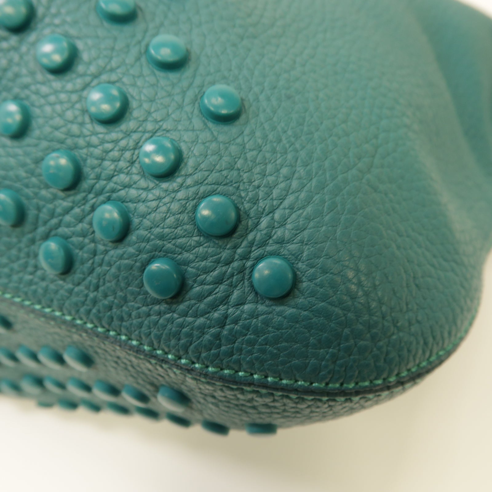 TOD’S 牛皮皮革Tote Bag銀扣手挽袋綠色