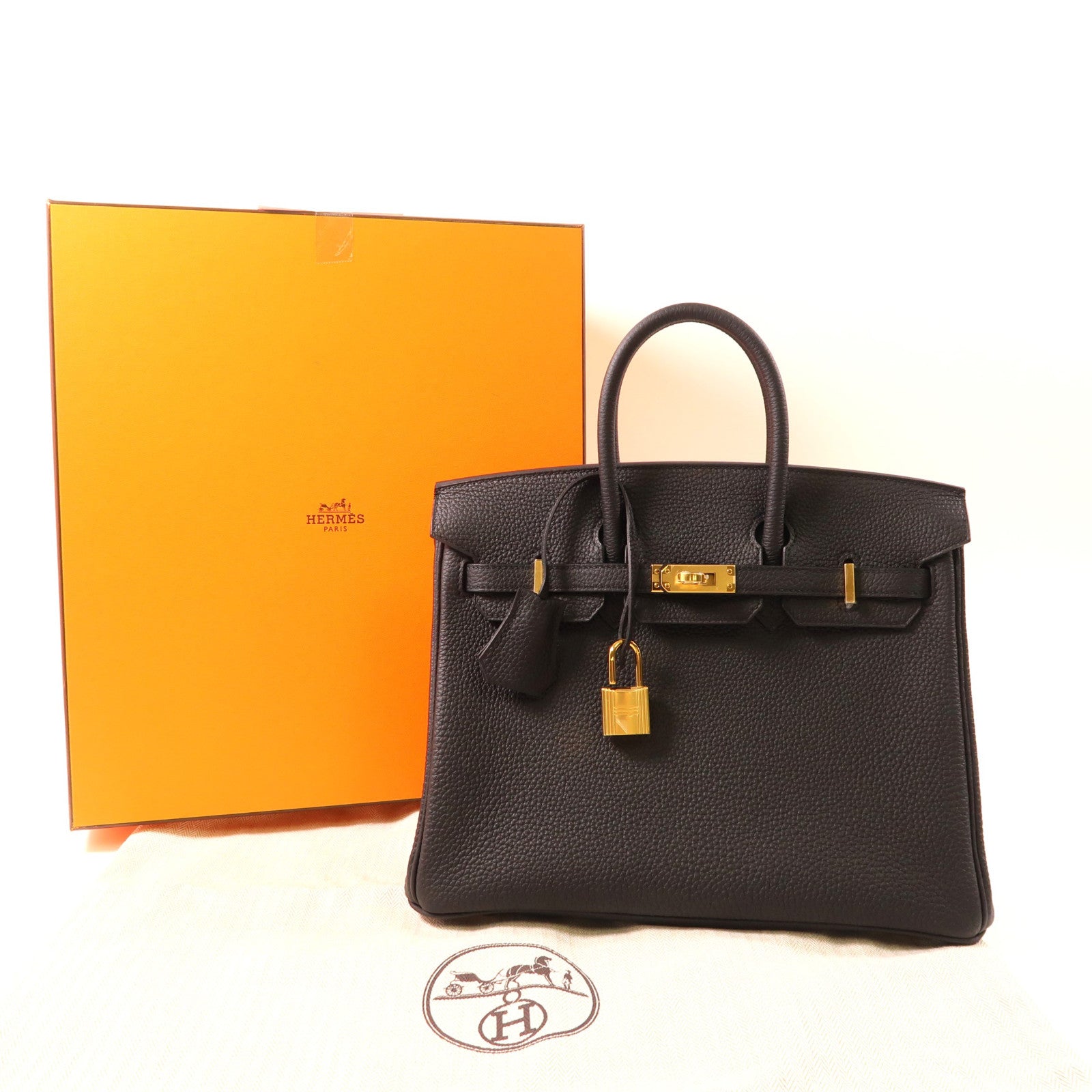 HERMES【激減優惠】 Togo皮革Birkin 25金扣手挽袋Noir黑色